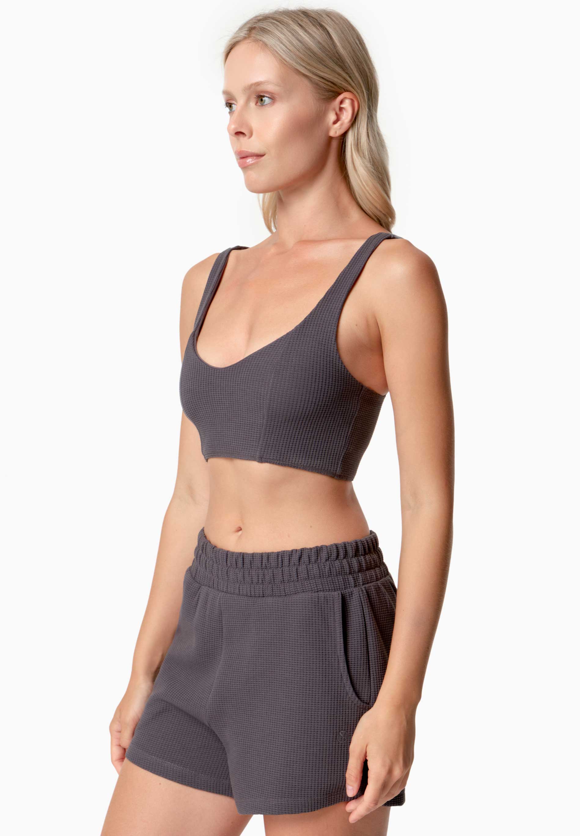 BELLA | Waffel Crop Top aus Bio-Baumwolle und recyceltem Polyester