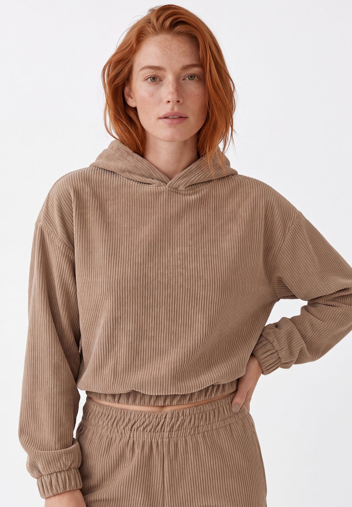 Cropped Cord-Hoodie aus Bio-Baumwolle