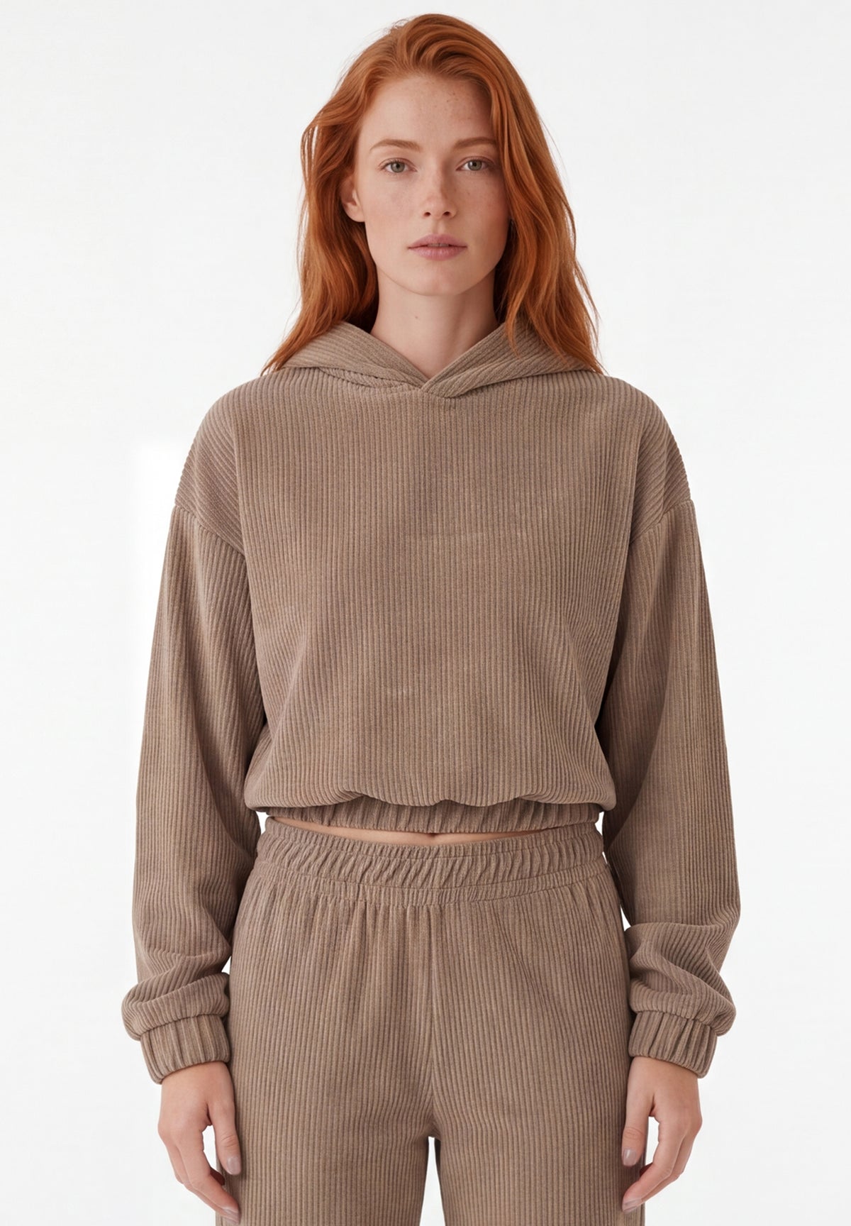 Cropped Cord-Hoodie aus Bio-Baumwolle