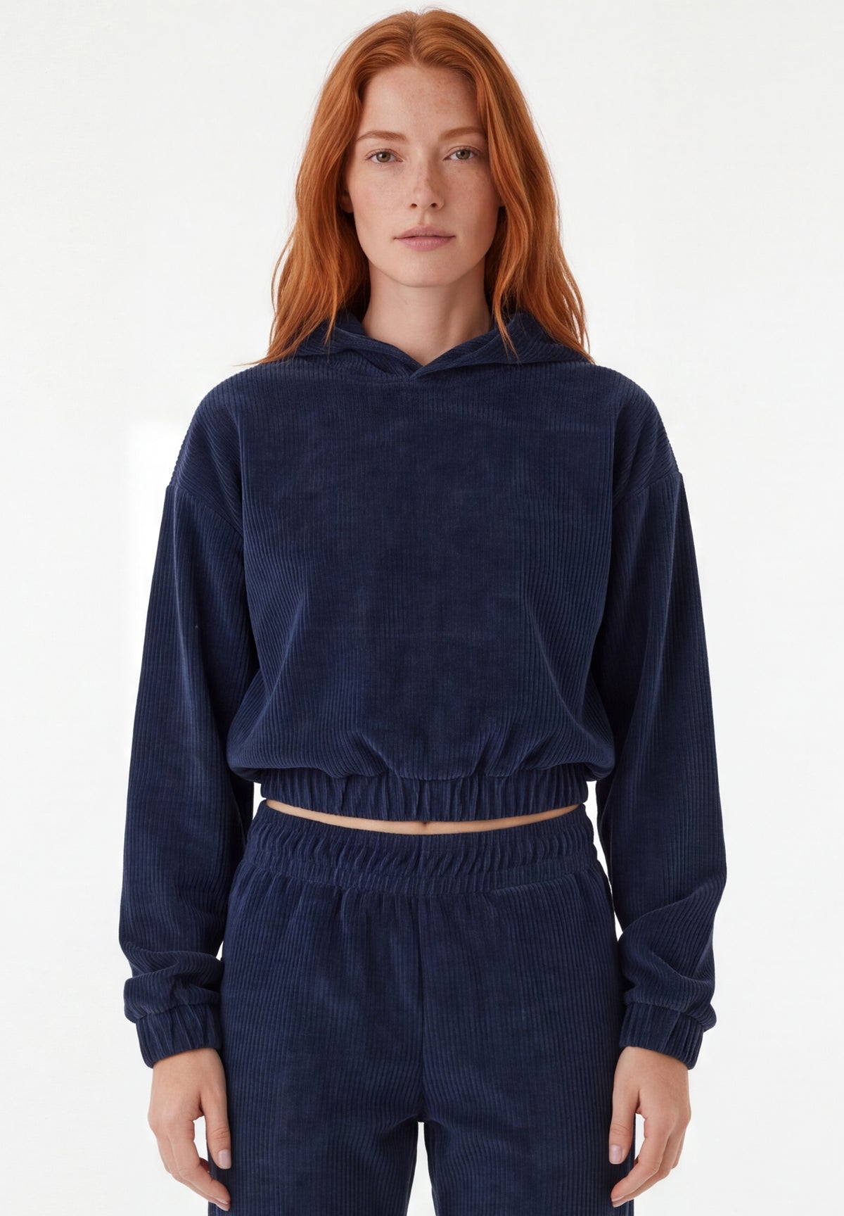 HARRIET | Cropped Organic Cotton Corduroy Hoodie