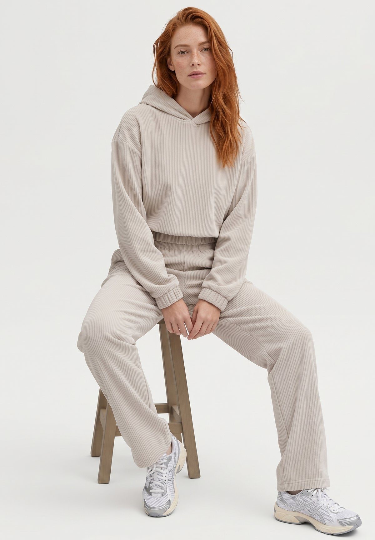 Cropped Cord-Hoodie aus Bio-Baumwolle