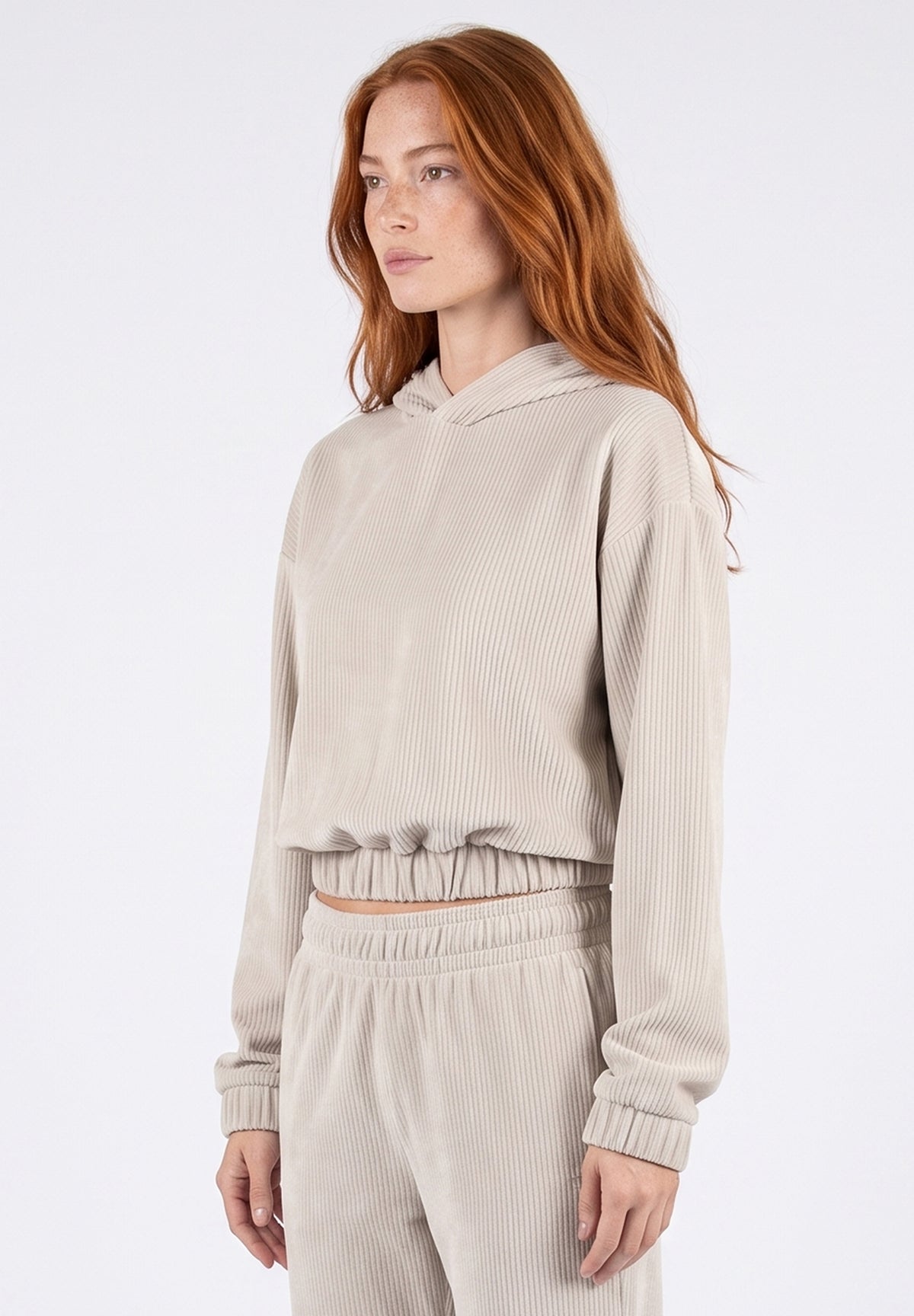 Cropped Cord-Hoodie aus Bio-Baumwolle