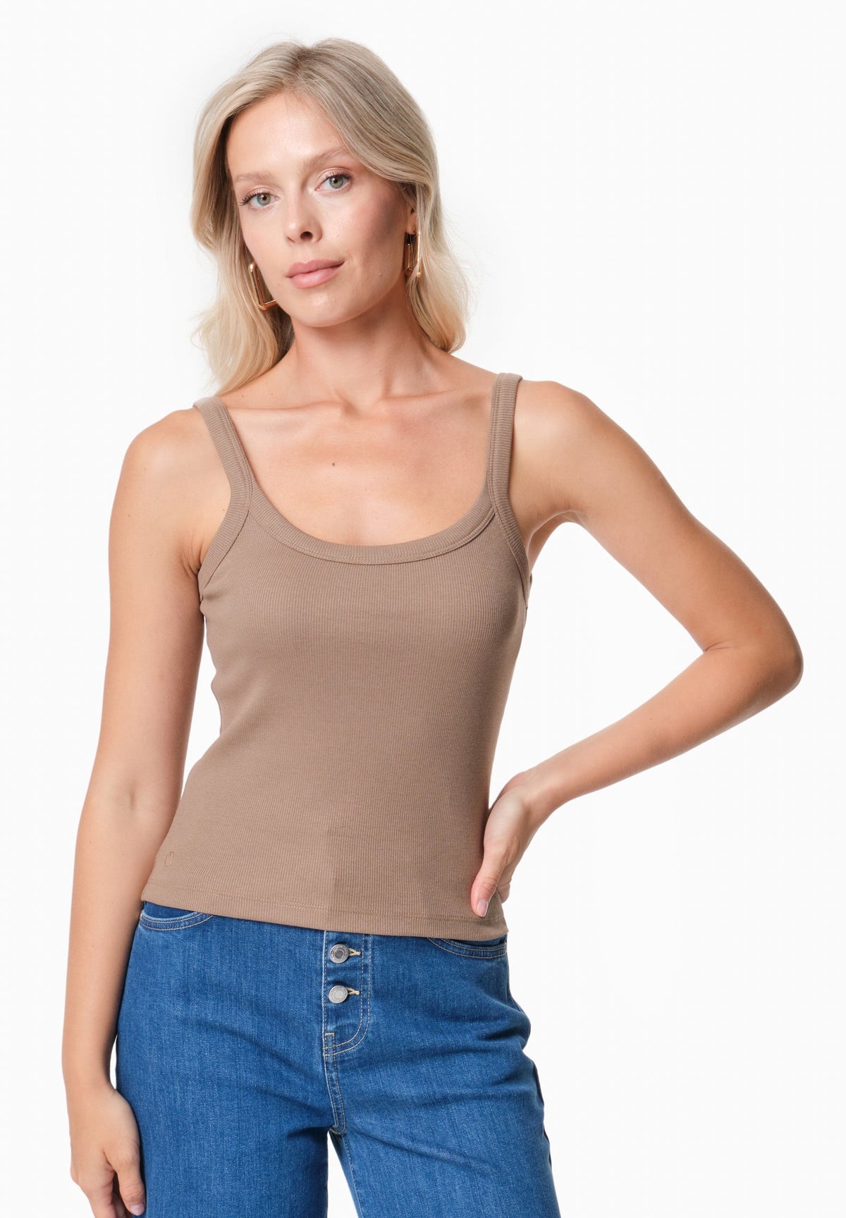 IPEEK Damen Ripp-Tanktop TENCEL™ Modal und Bio-Baumwolle – Gravel