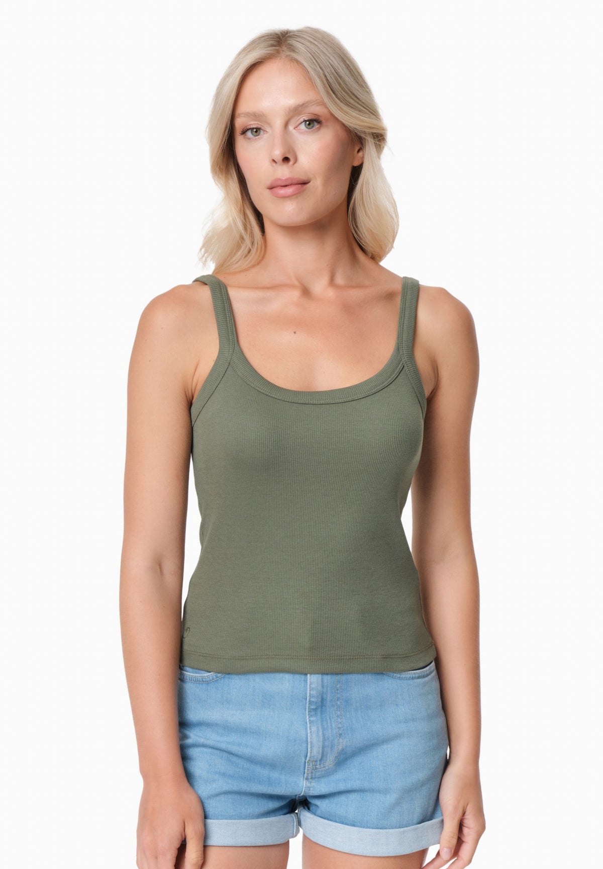IPEEK Damen Ripp-Tanktop TENCEL™ Modal und Bio-Baumwolle – Olive