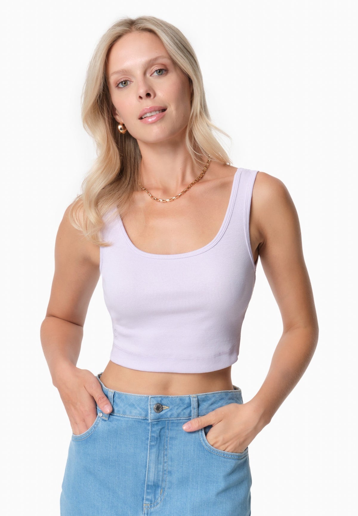 IRISS Damen Ripp-Crop-Top TENCEL™ Modal und Bio-Baumwolle – Soft Lilac
