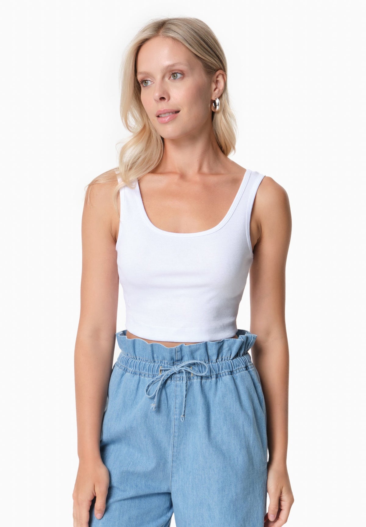 IRISS Damen Ripp-Crop-Top TENCEL™ Modal und Bio-Baumwolle – White