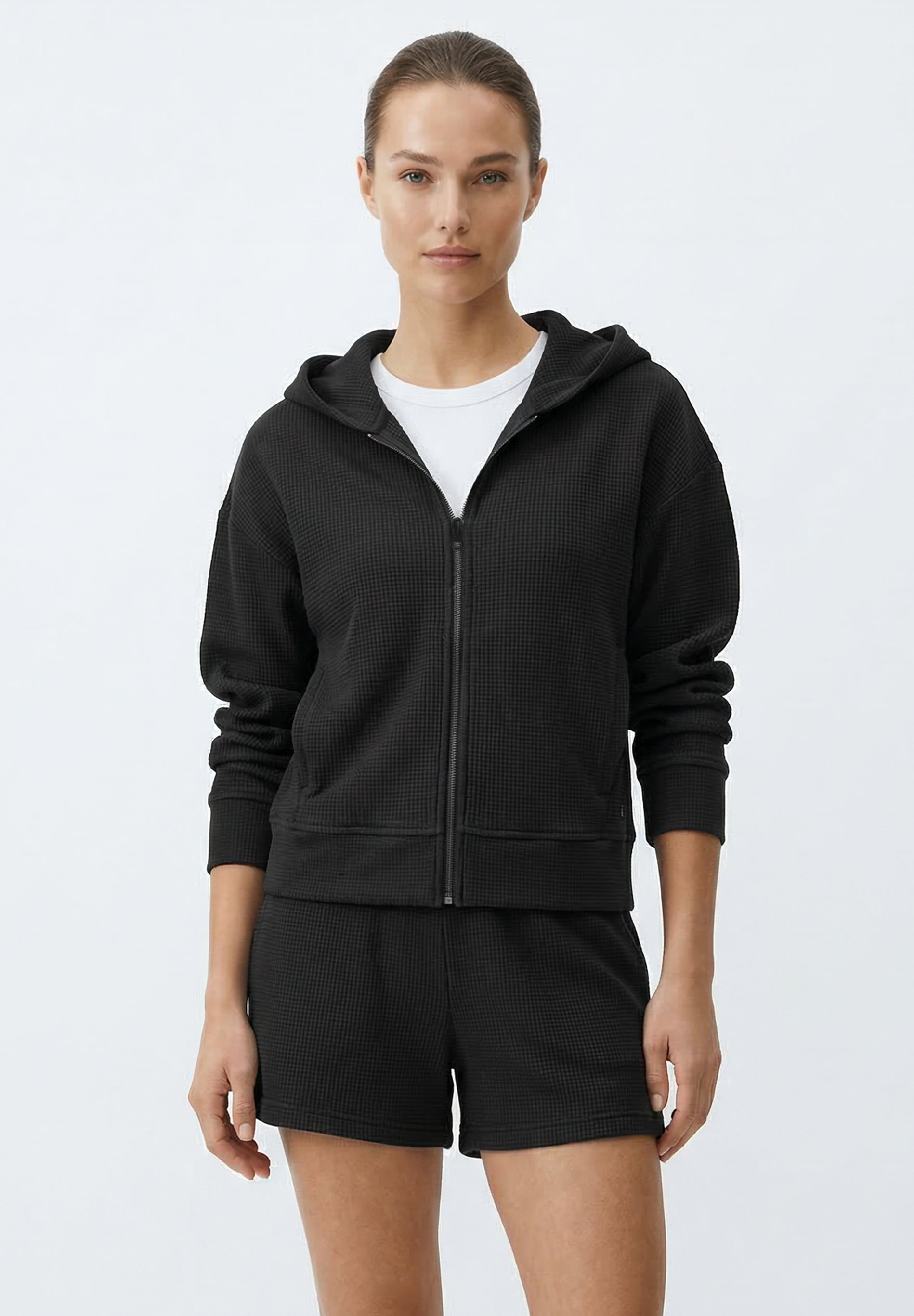 JENNIFER | Waffel-Hoodiejacke aus Bio-Baumwolle & recyceltem Polyester