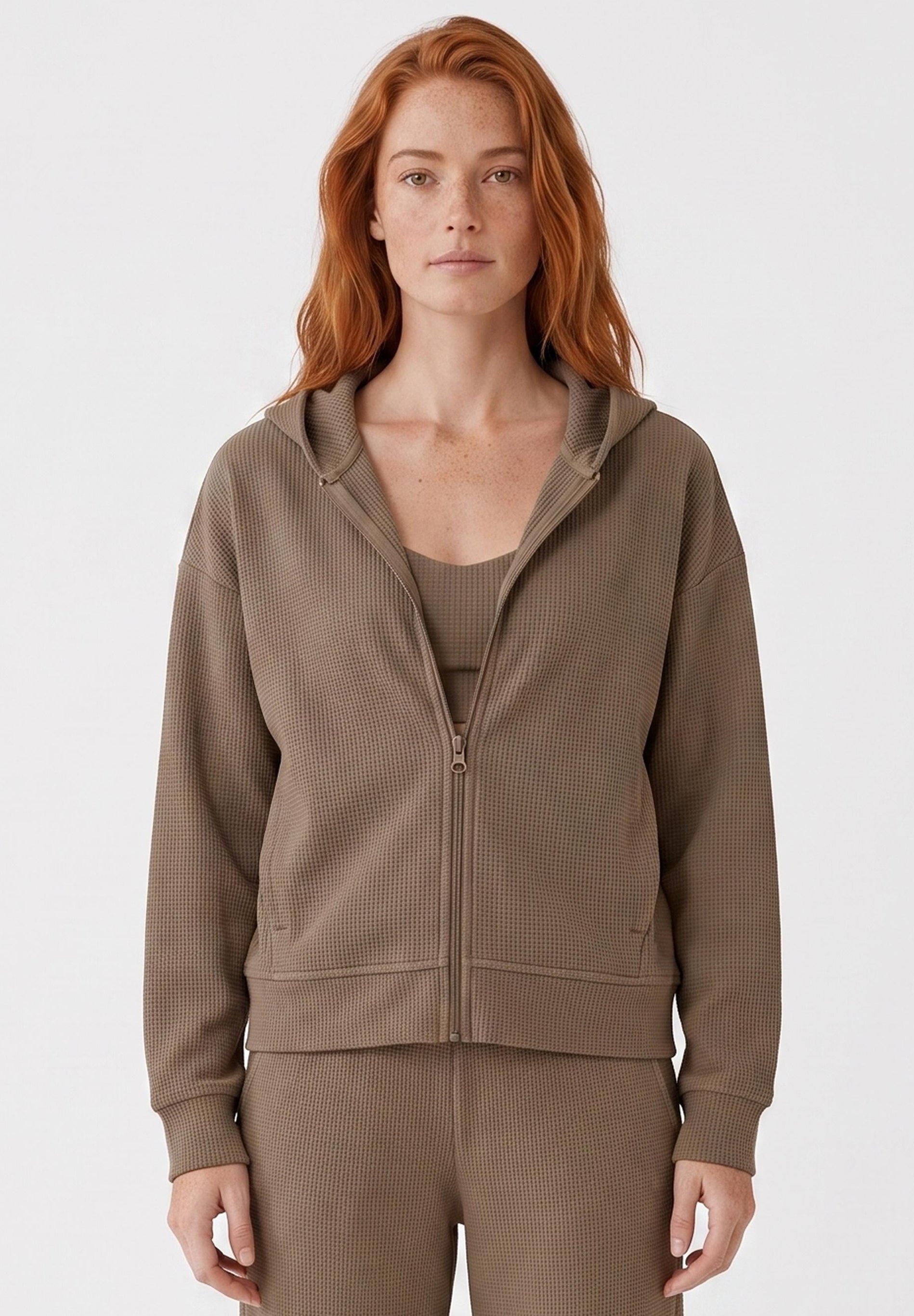 JENNIFER | Waffel-Hoodiejacke aus Bio-Baumwolle & recyceltem Polyester