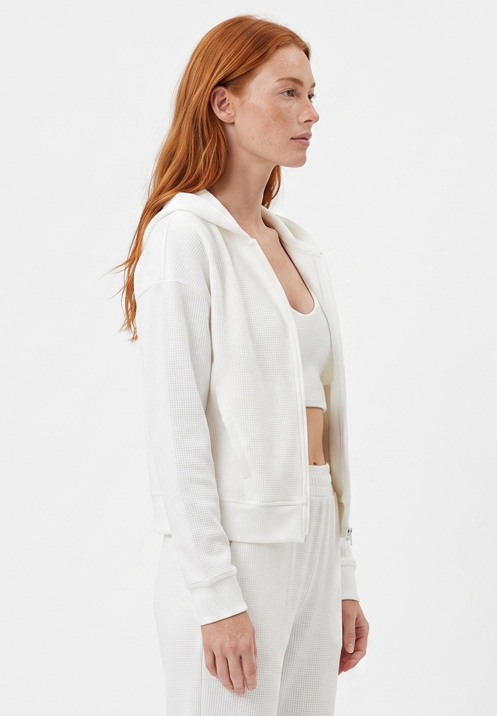 JENNIFER | Waffel-Hoodiejacke aus Bio-Baumwolle & recyceltem Polyester