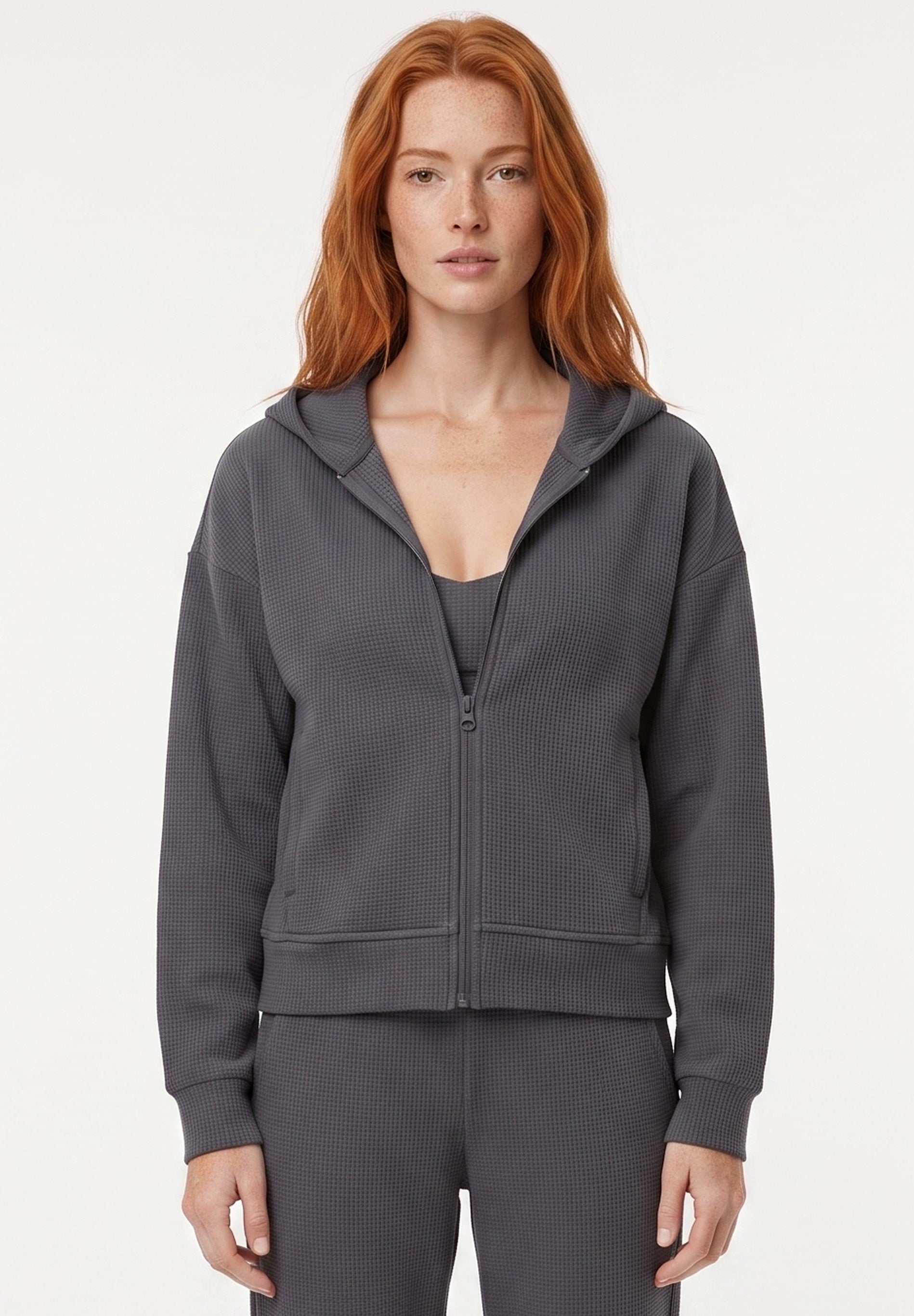JENNIFER | Waffel-Hoodiejacke aus Bio-Baumwolle & recyceltem Polyester
