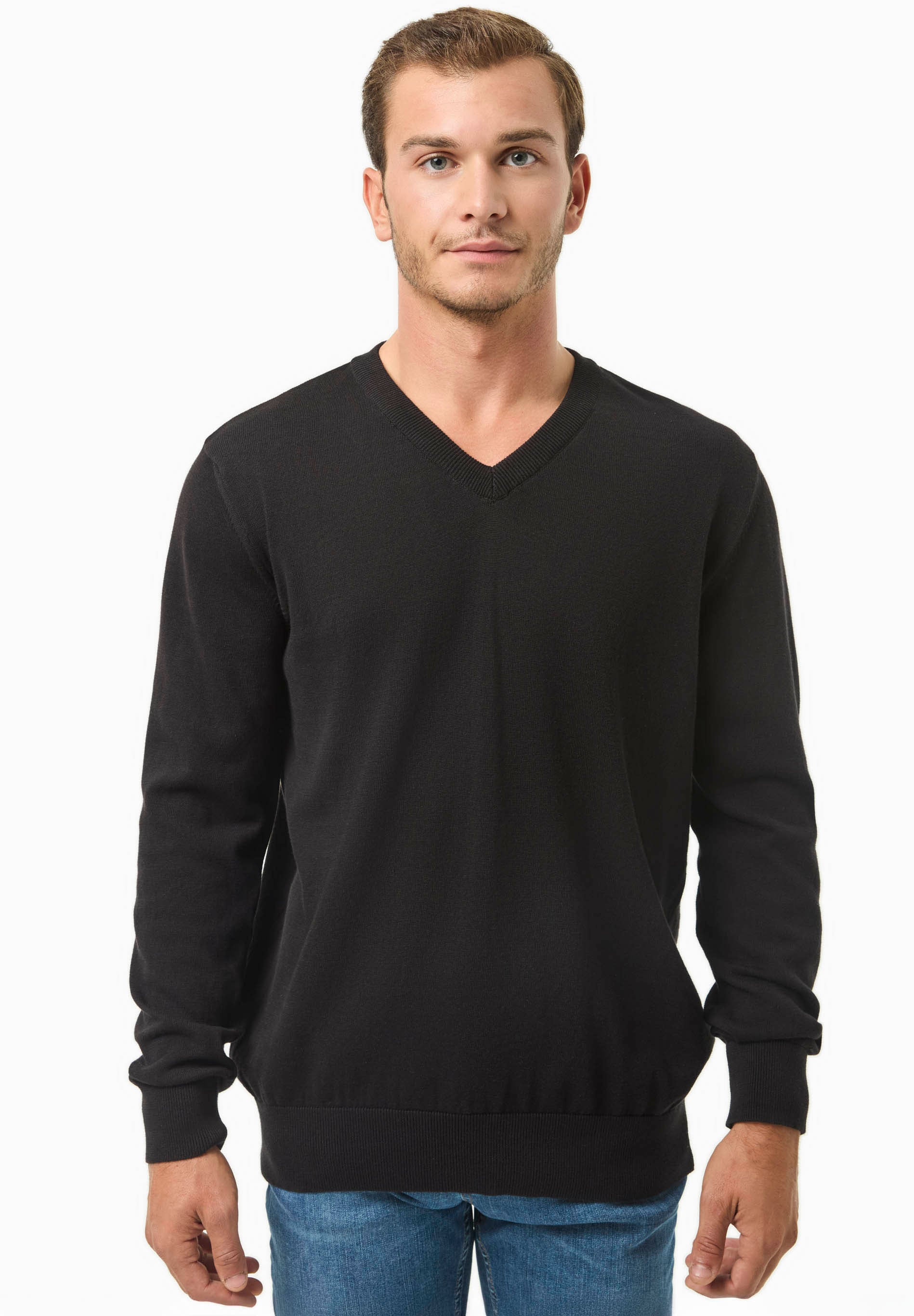 Pullover aus Bio-Baumwolle mit V-Ausschnitt