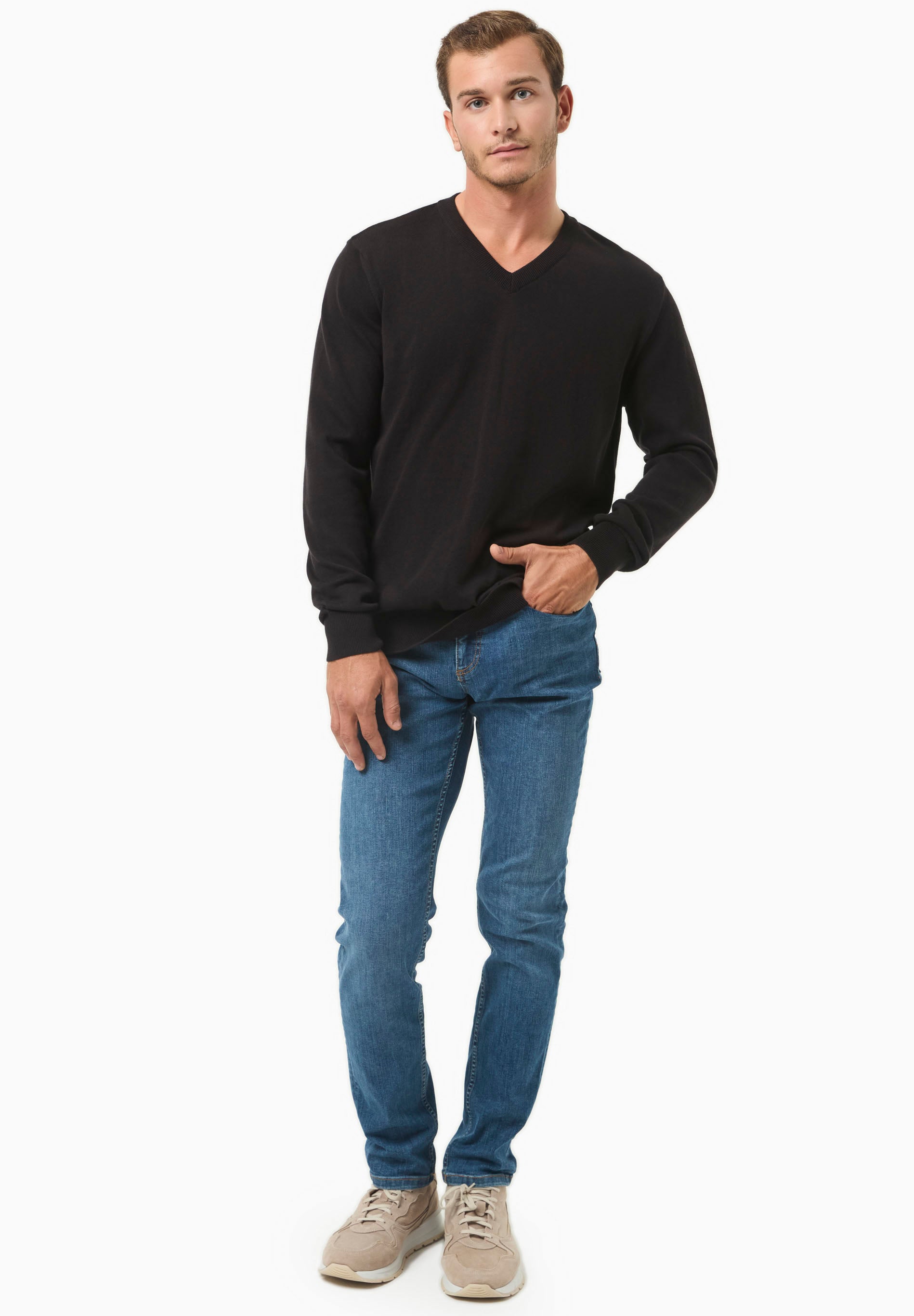 Pullover aus Bio-Baumwolle mit V-Ausschnitt