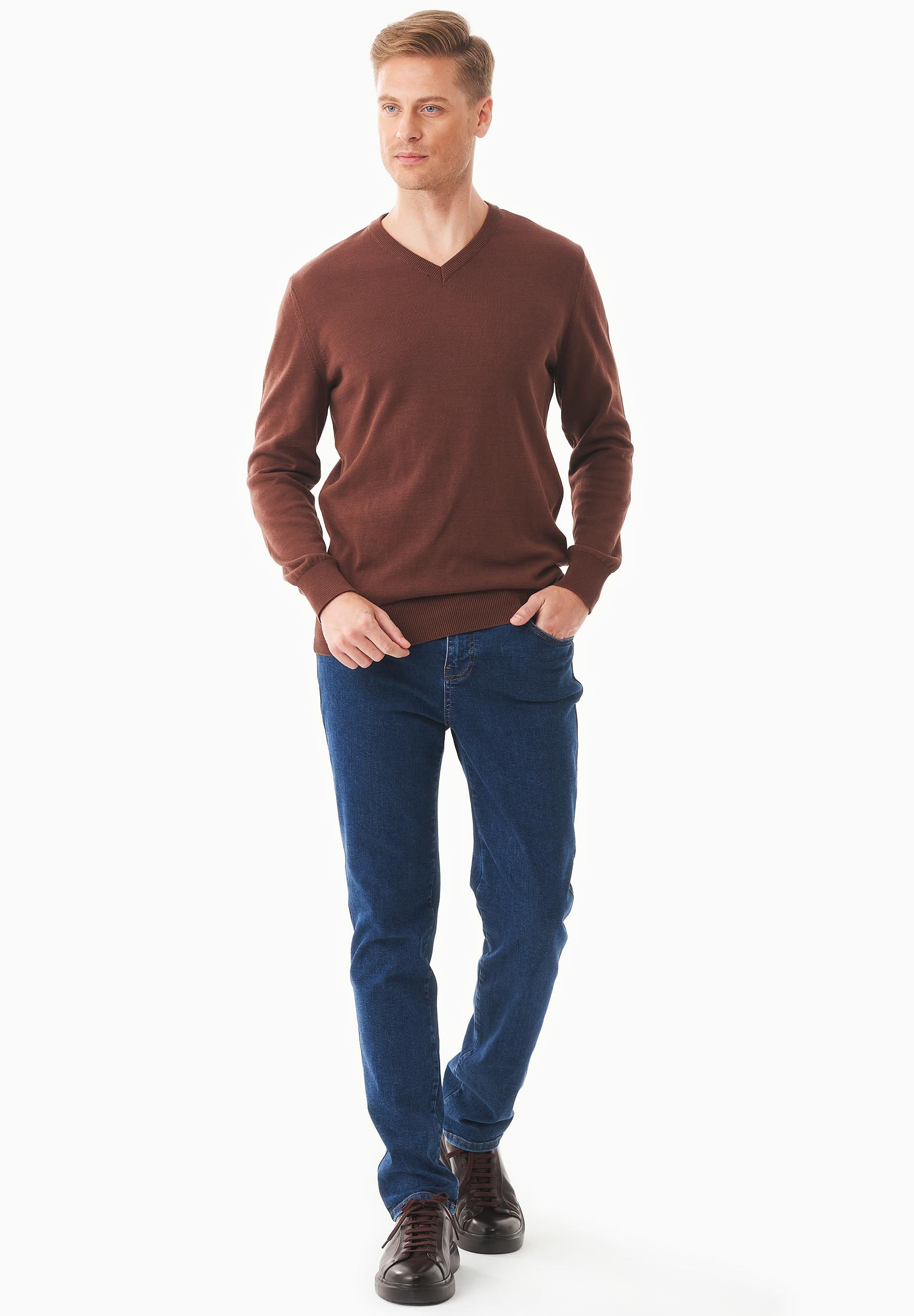 Pullover aus Bio-Baumwolle mit V-Ausschnitt