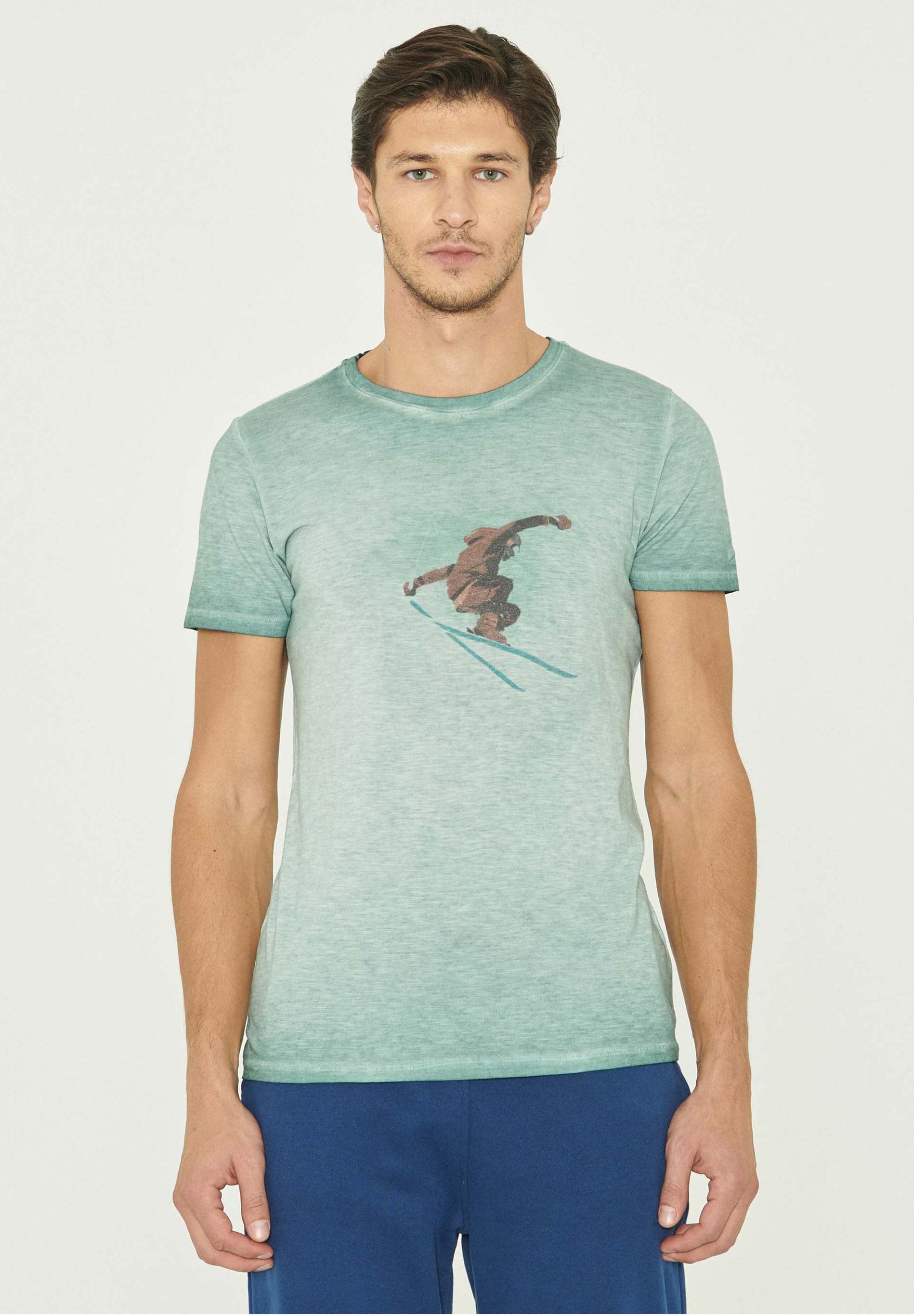 Garment Dyed T-Shirt aus Bio-Baumwolle mit Print