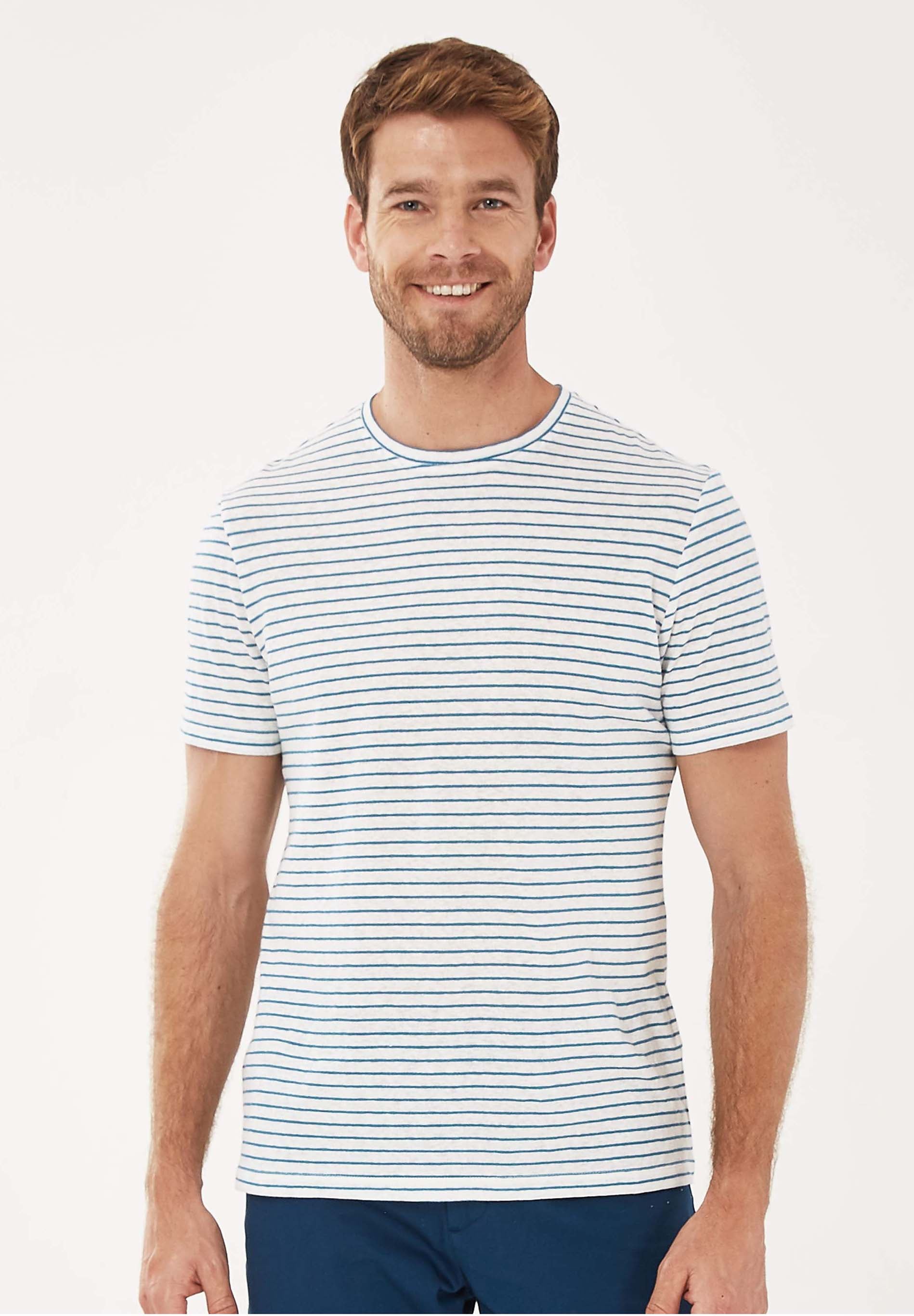 Gestreiftes T-Shirt aus Bio-Baumwolle mit Leinen