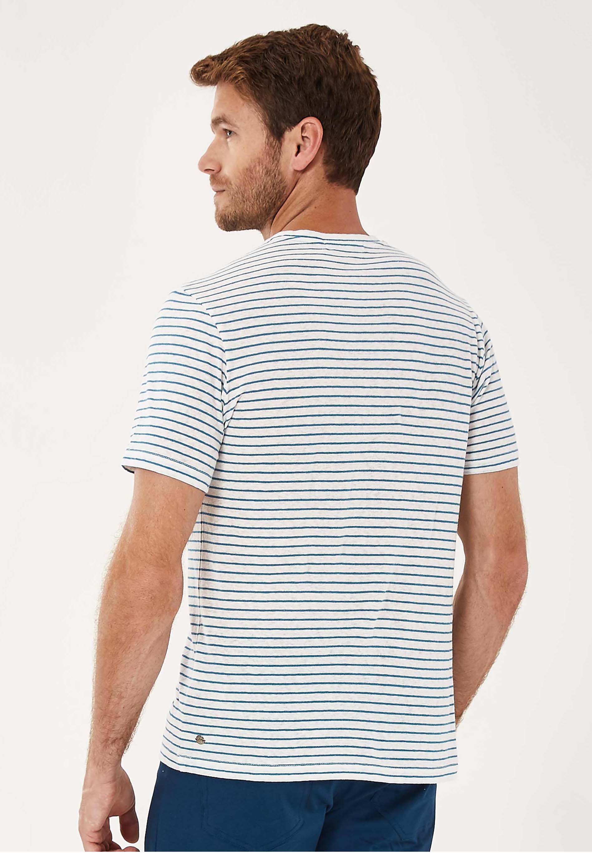 Gestreiftes T-Shirt aus Bio-Baumwolle mit Leinen