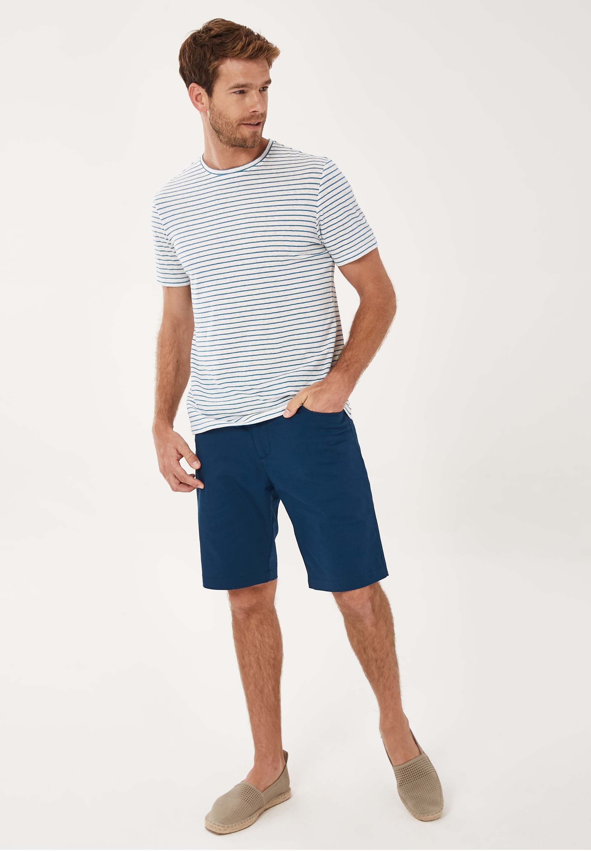 Gestreiftes T-Shirt aus Bio-Baumwolle mit Leinen