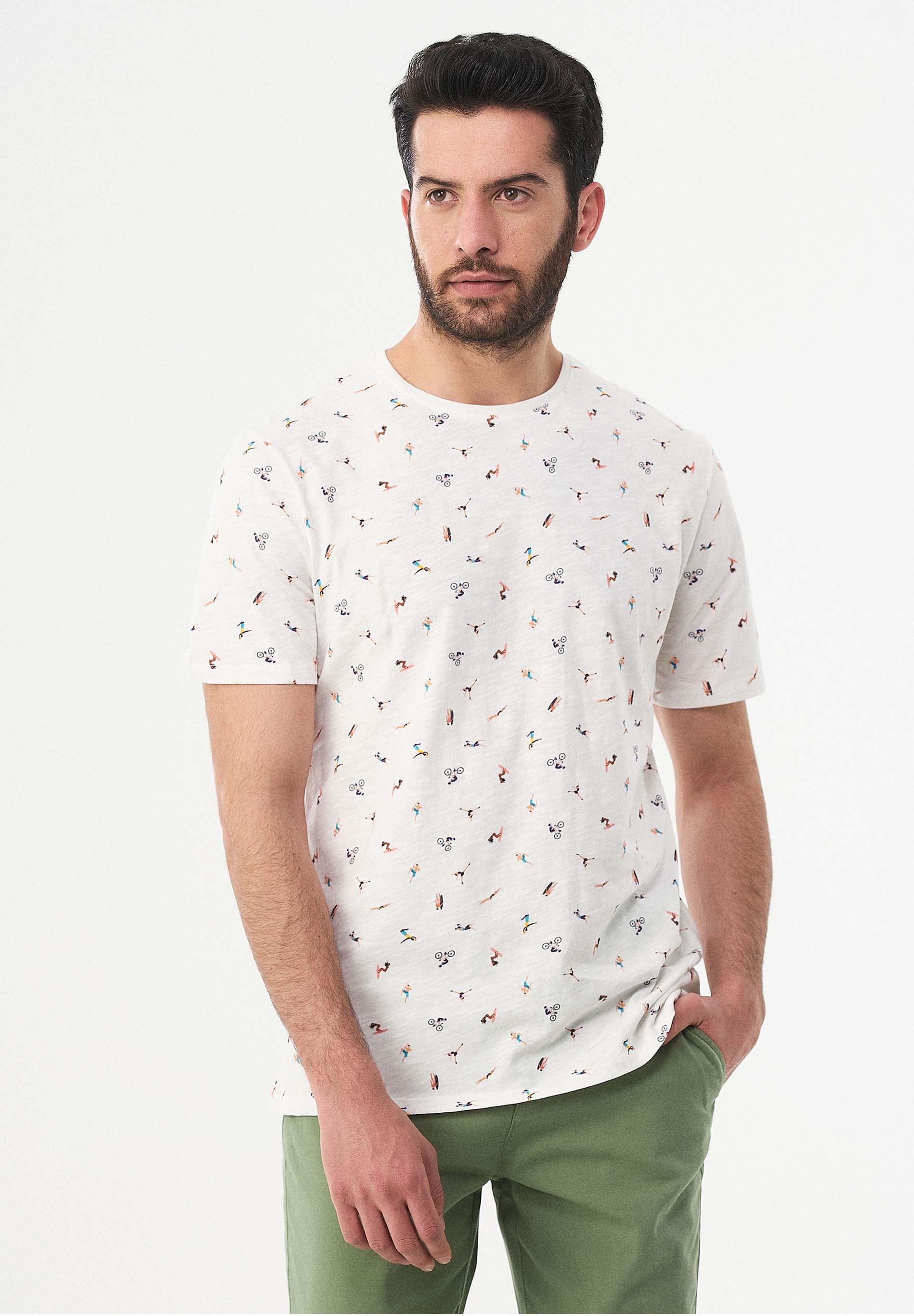 T-Shirt aus Bio-Baumwolle mit Allover-Print