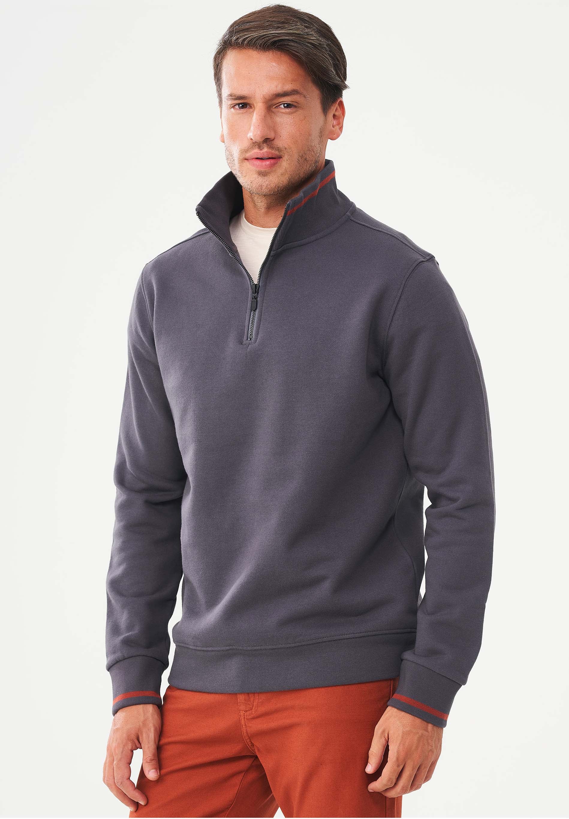 Sweatshirt aus Bio-Baumwolle mit Stehkragen