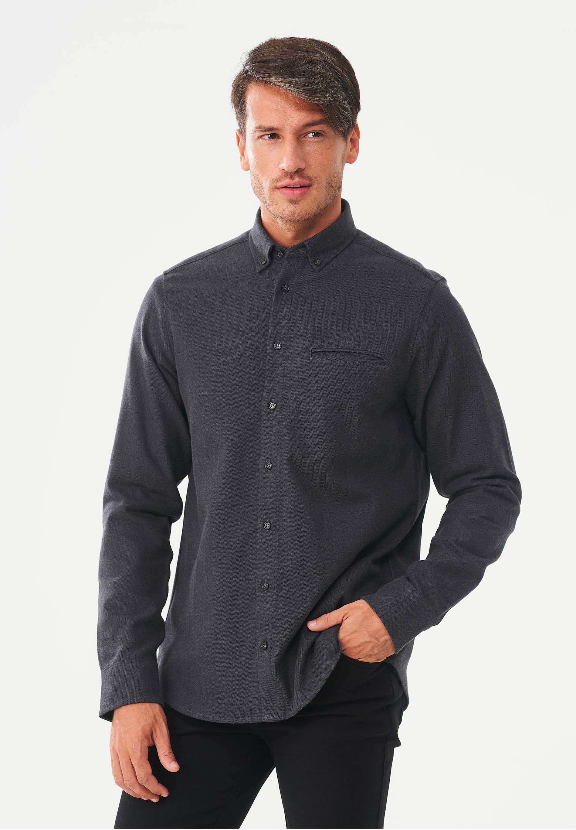 Herringbone Hemd aus Bio-Baumwolle