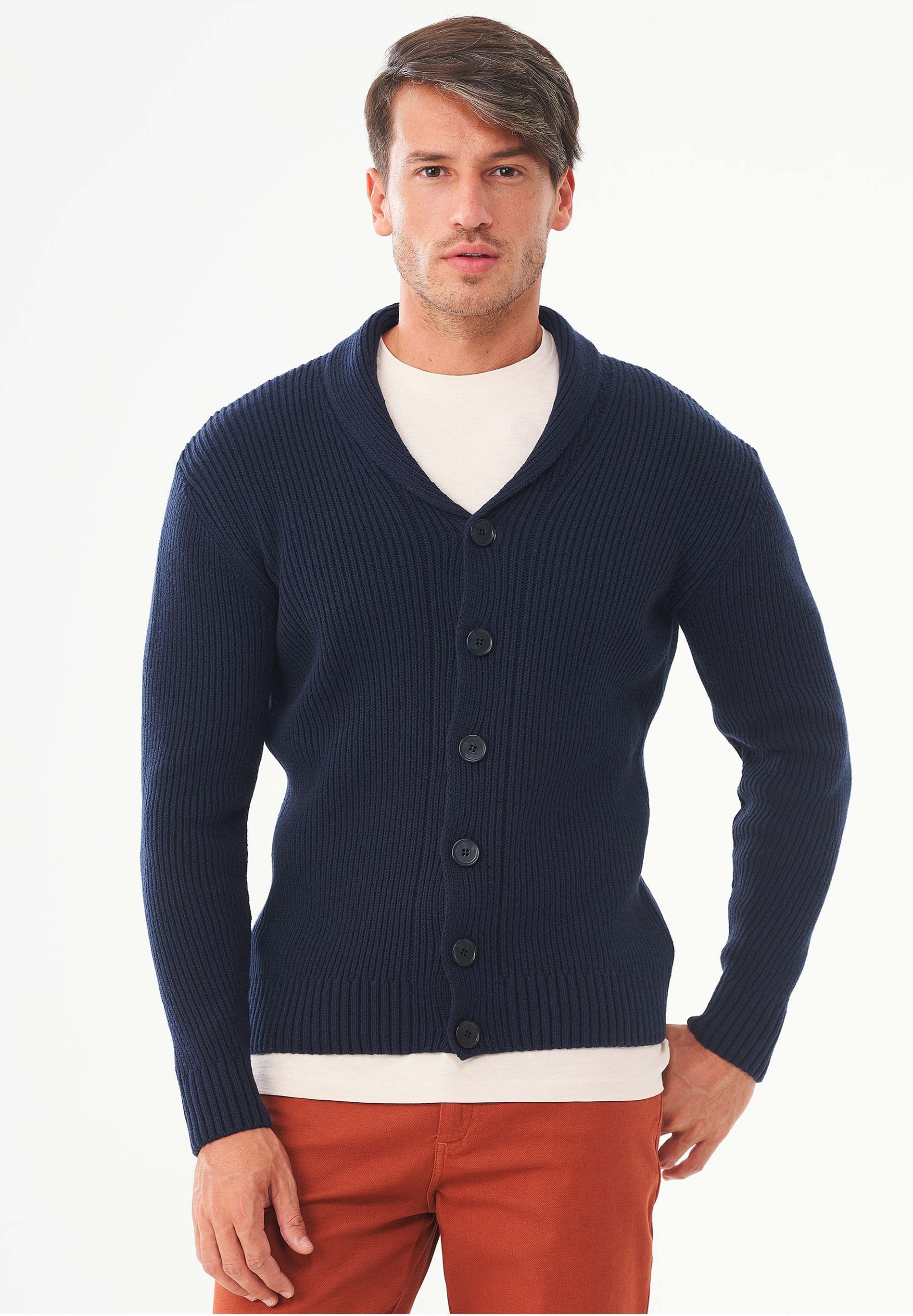 Cardigan aus Bio-Merinowolle und Bio-Baumwolle