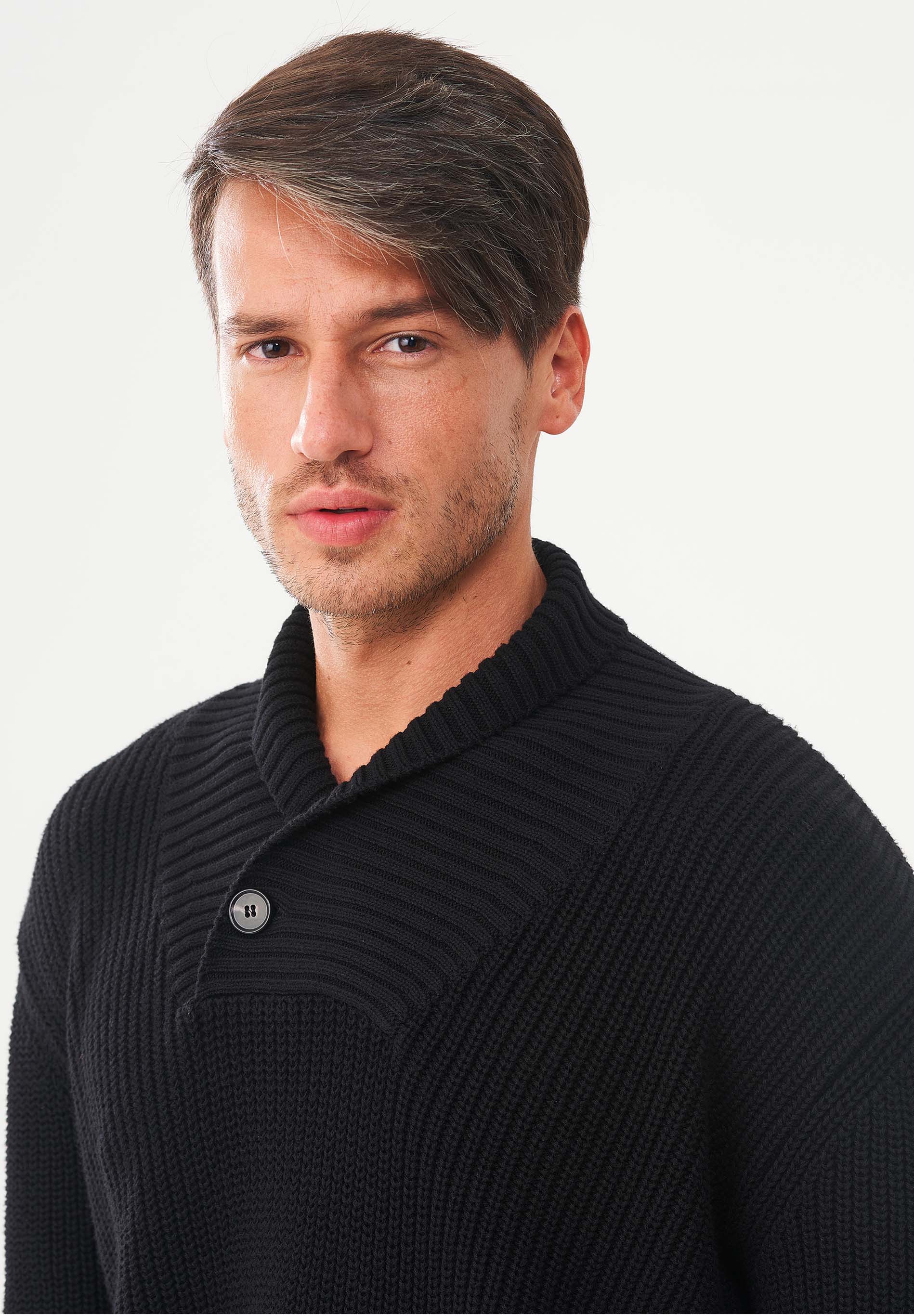 Schalkragen Pullover aus Bio-Baumwolle