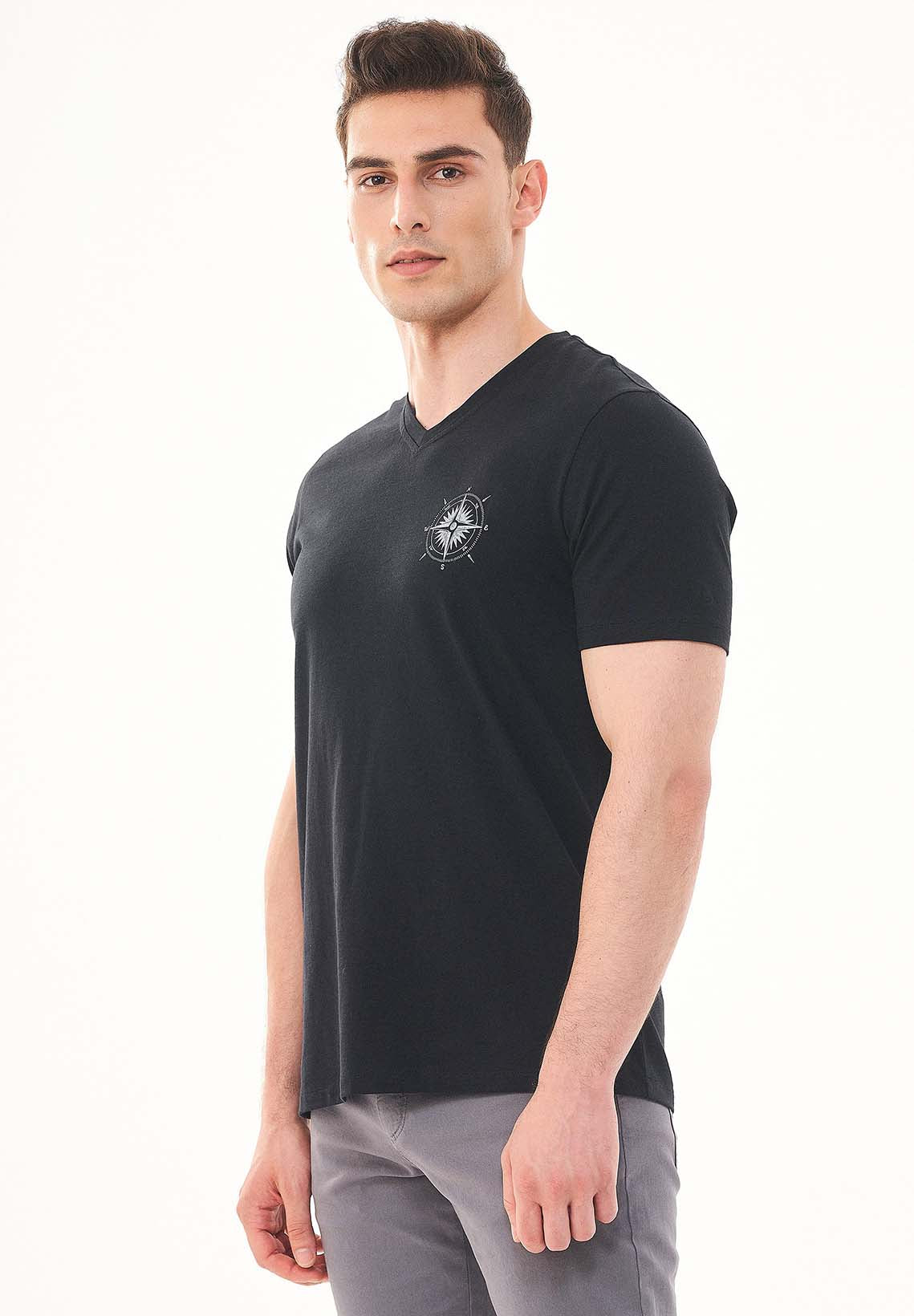 T-Shirt aus Bio-Baumwolle mit Kompass-Print