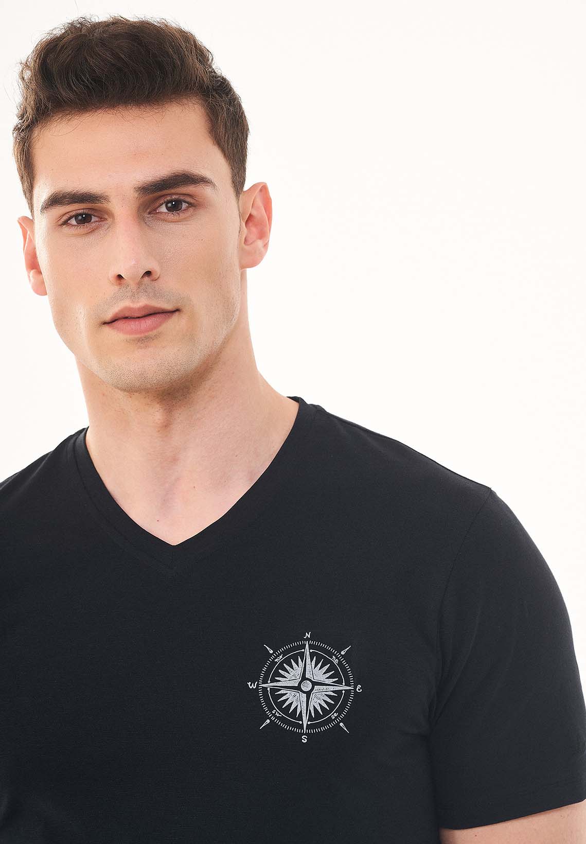 T-Shirt aus Bio-Baumwolle mit Kompass-Print