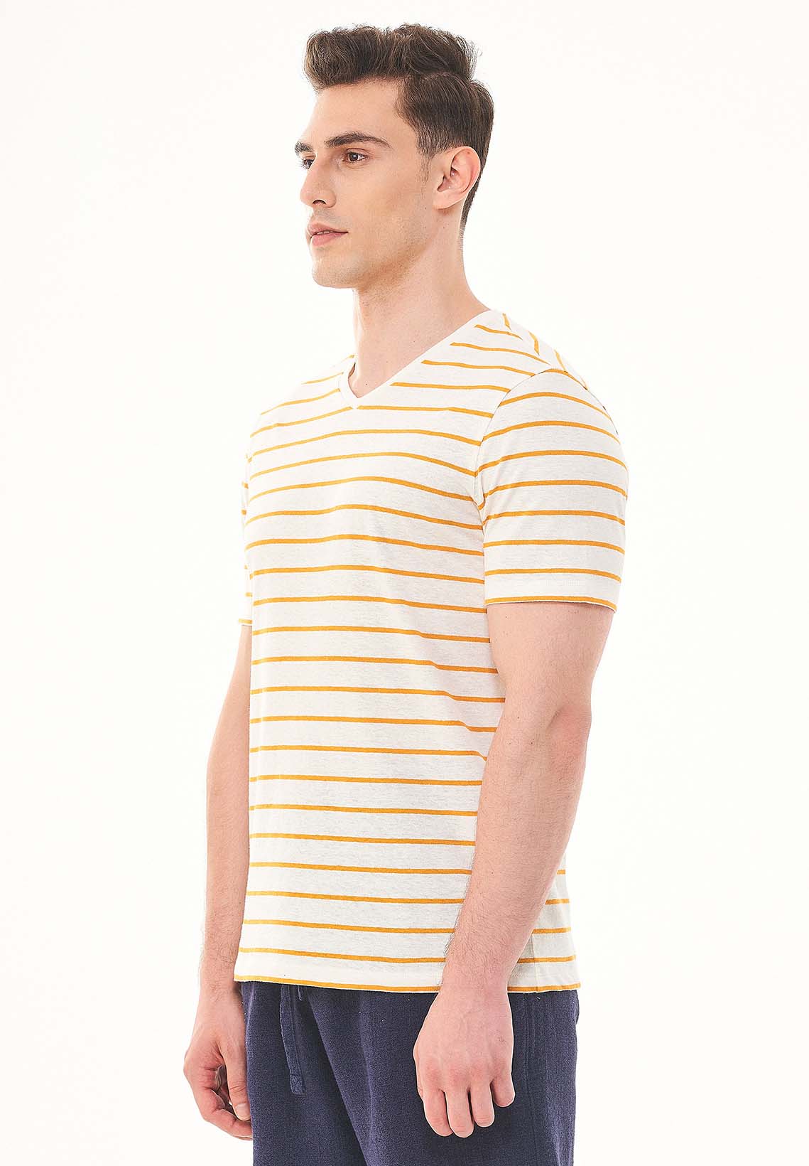 Gestreiftes T-Shirt aus Bio-Baumwolle und Leinen
