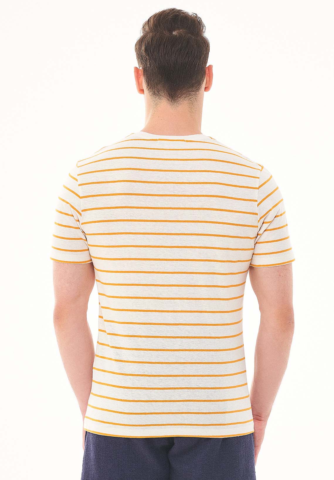 Gestreiftes T-Shirt aus Bio-Baumwolle und Leinen