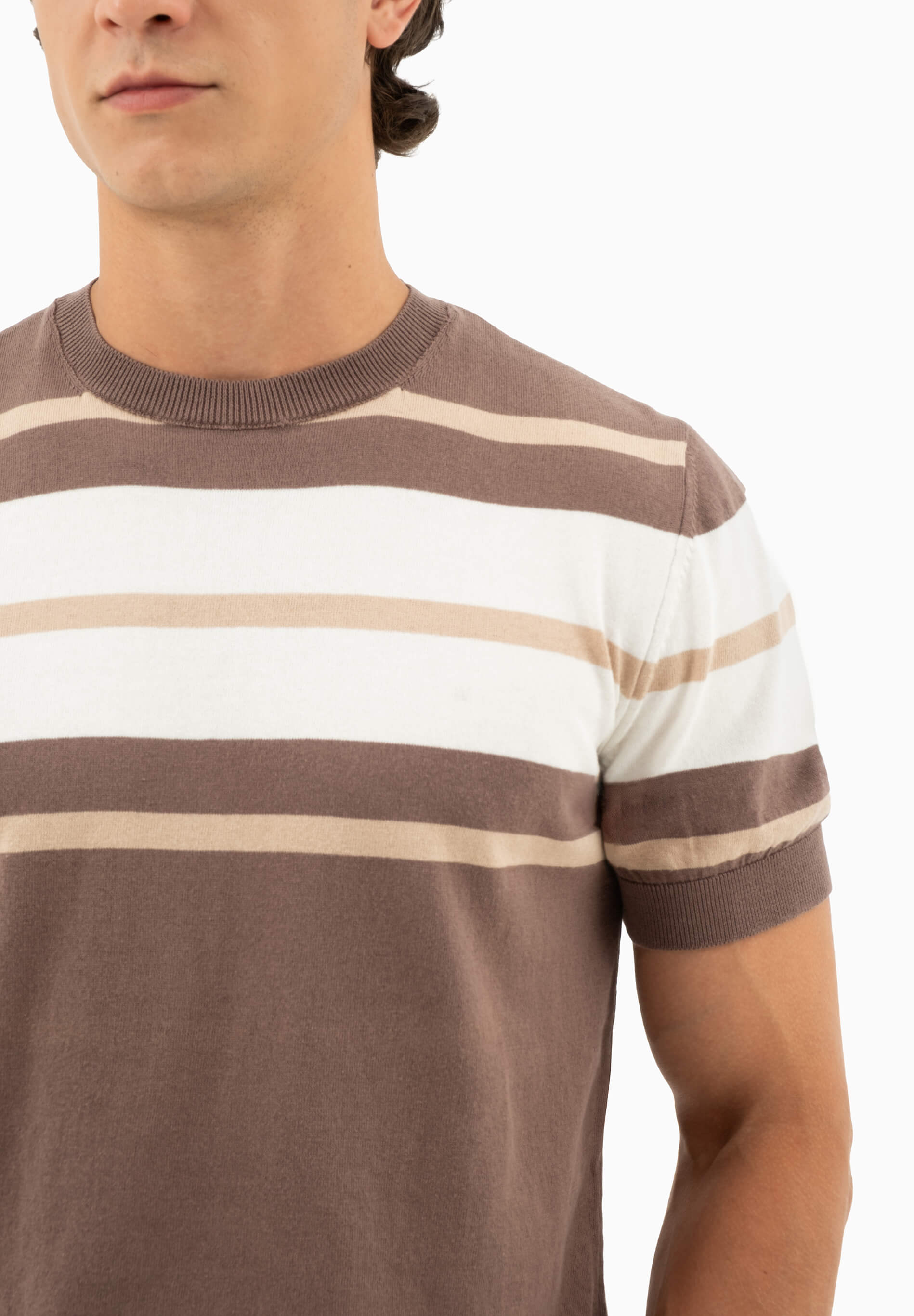 Feinstrick-T-Shirt aus Bio-Baumwolle mit Streifen