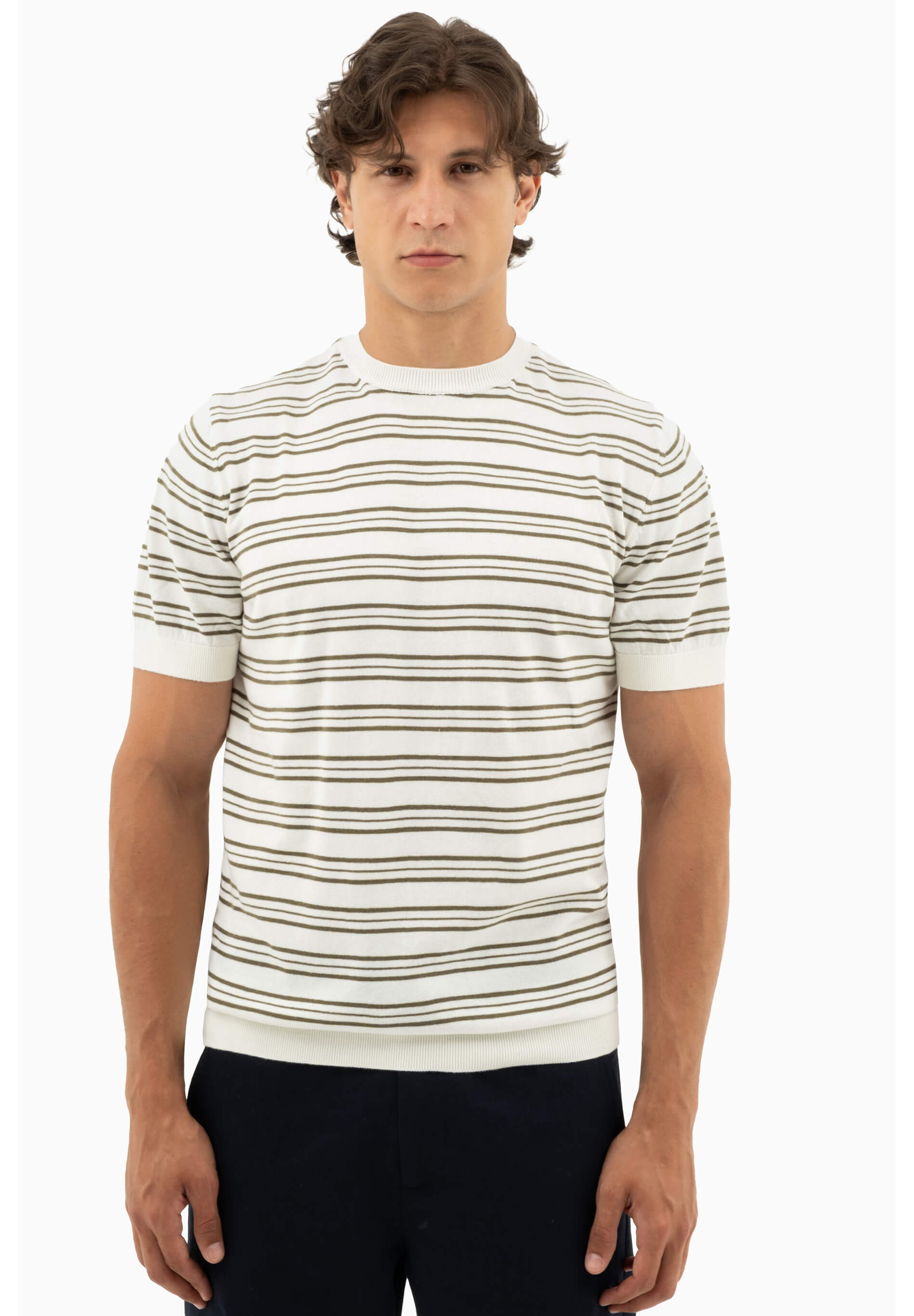 Feinstrick-T-Shirt aus Bio-Baumwolle mit Streifen