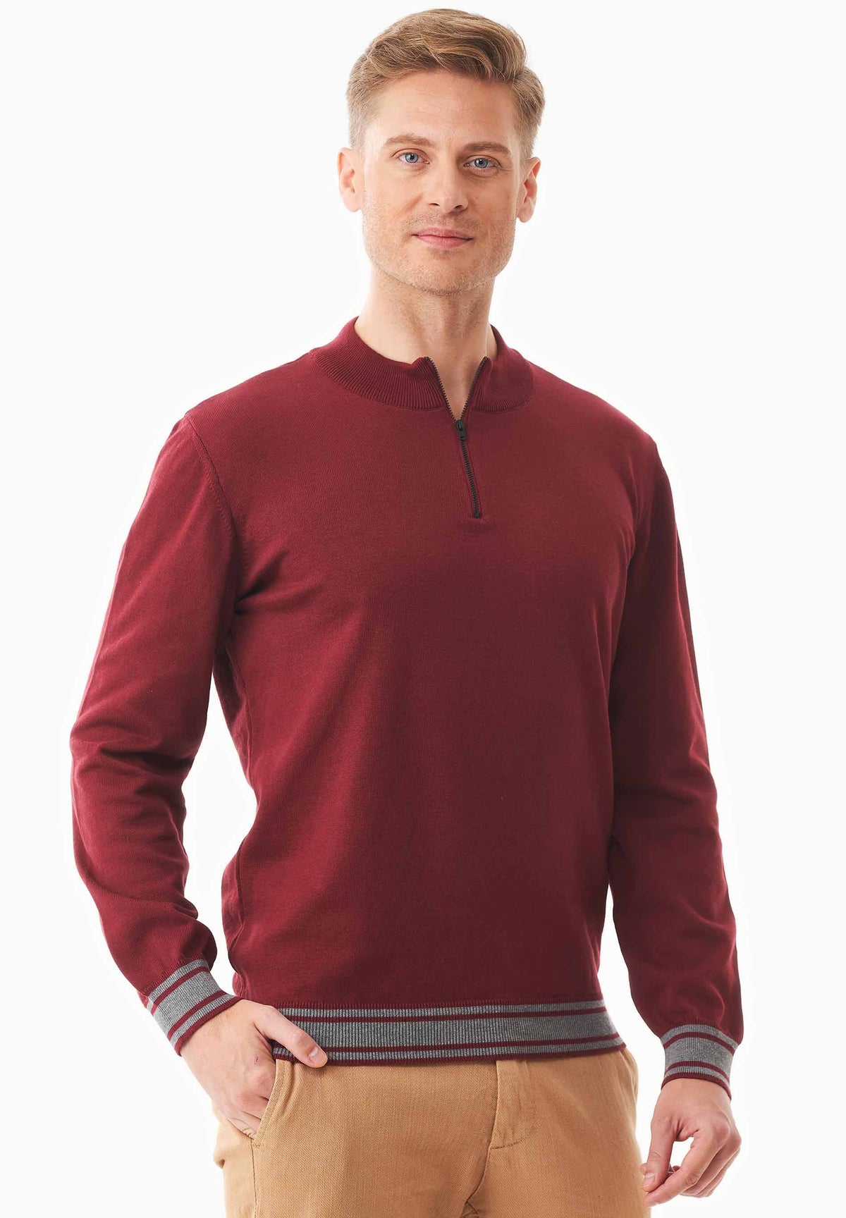 Pullover aus Bio-Baumwolle mit Troyerkragen – Ansicht 3