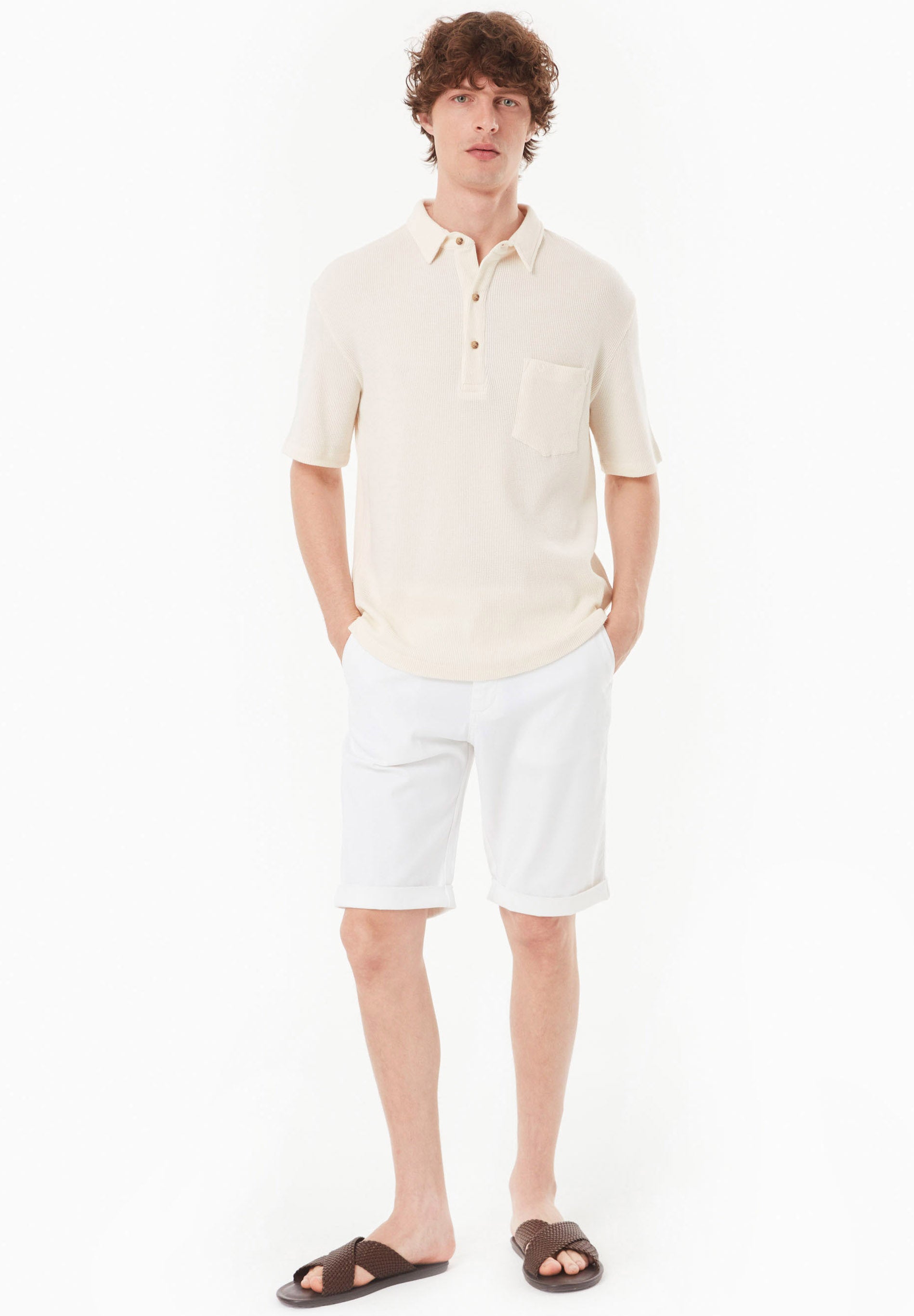 Poloshirt aus Bio-Baumwolle mit Waffelstruktur