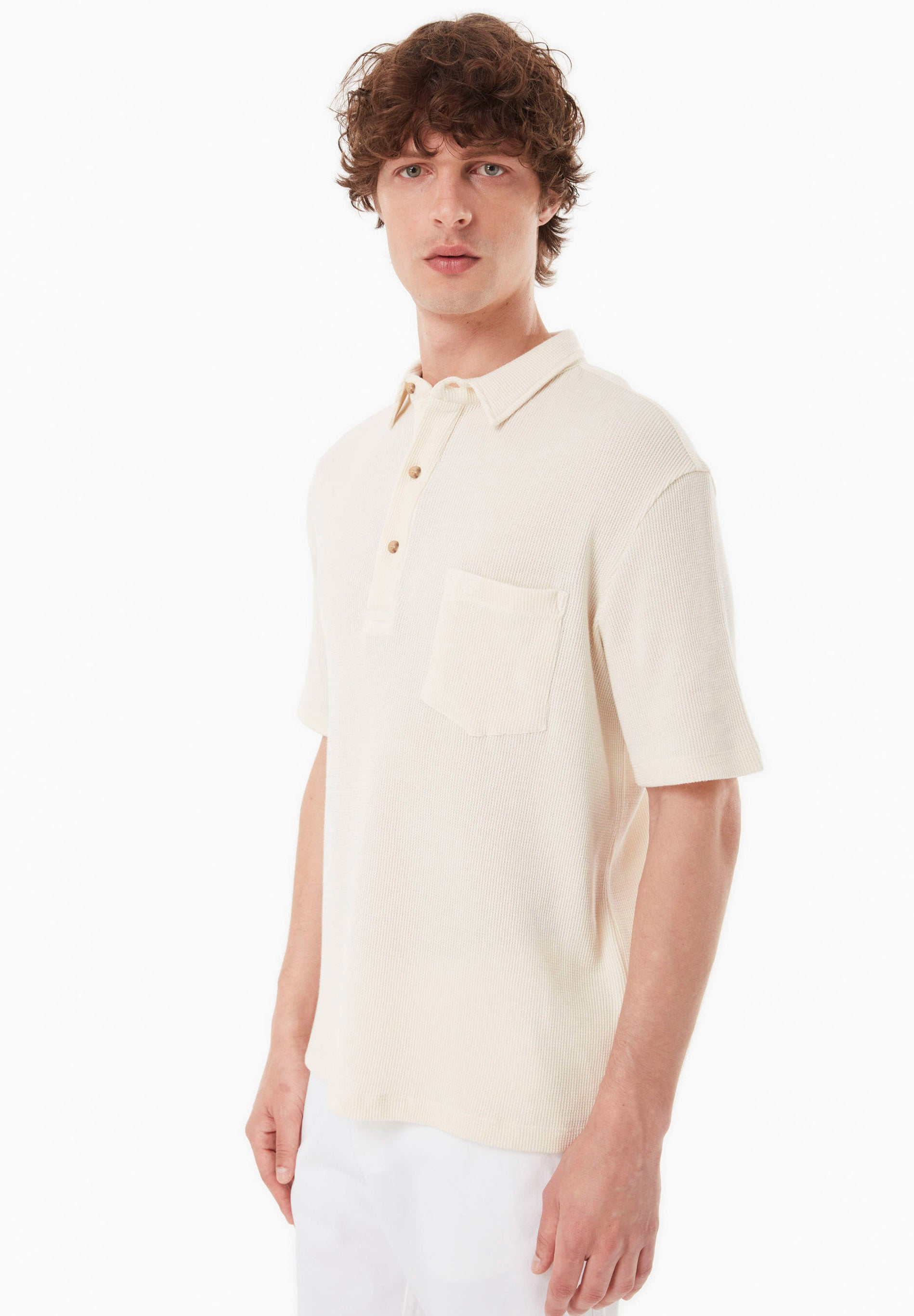 Poloshirt aus Bio-Baumwolle mit Waffelstruktur