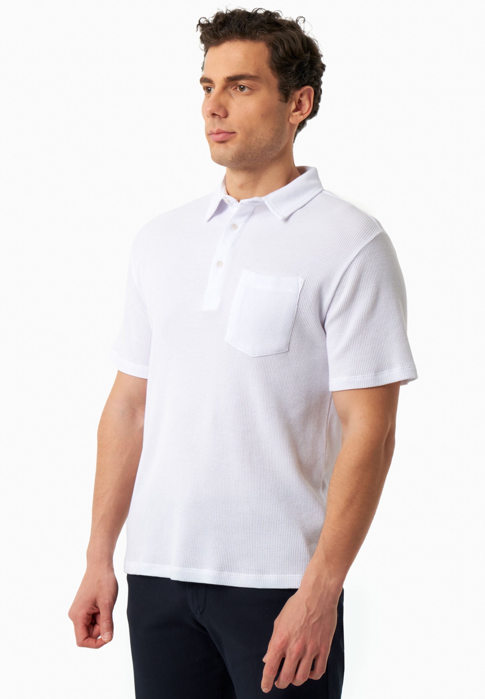 Poloshirt aus Bio-Baumwolle mit Waffelstruktur