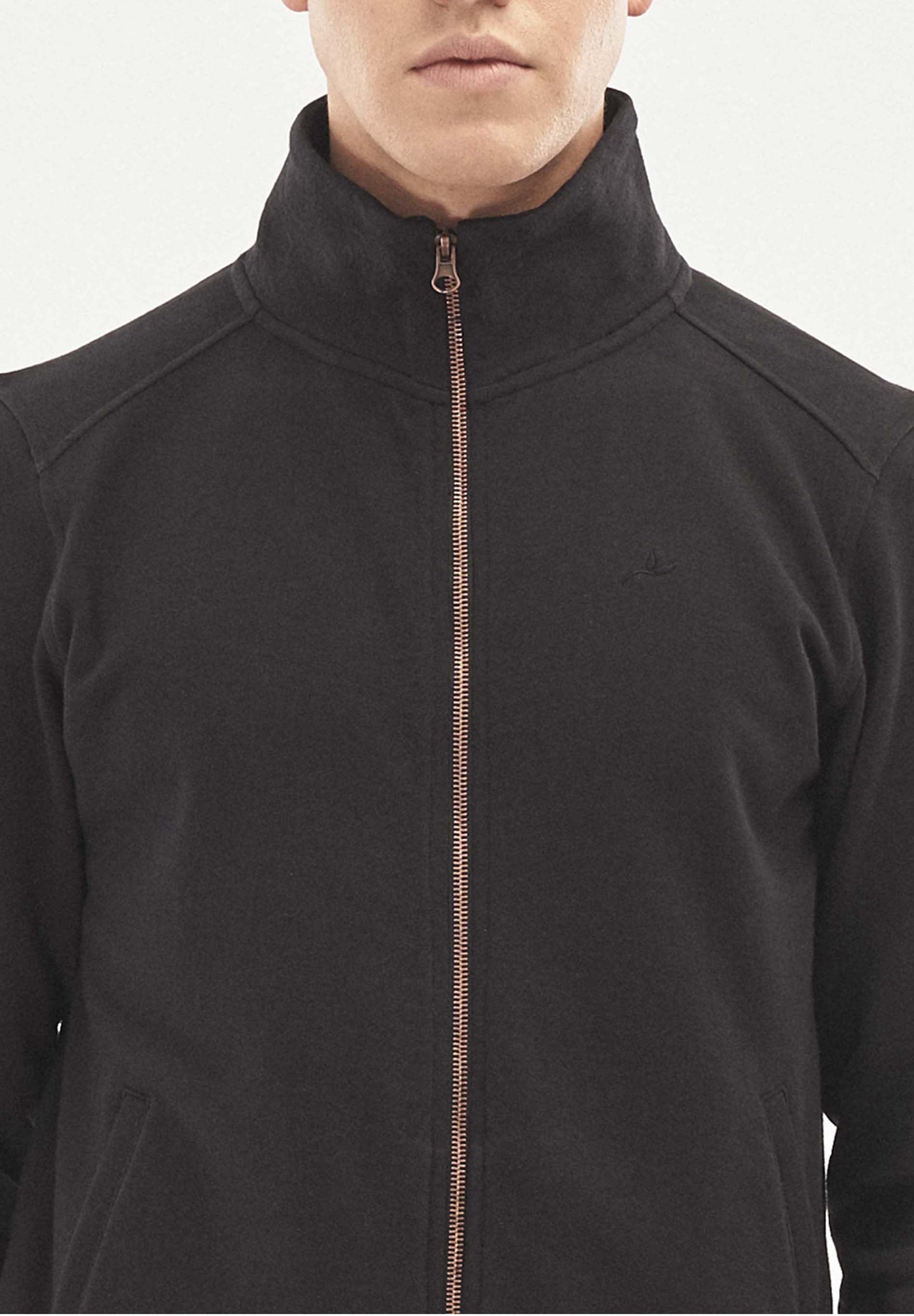Sweatjacke aus Bio-Baumwolle mit Stehkragen