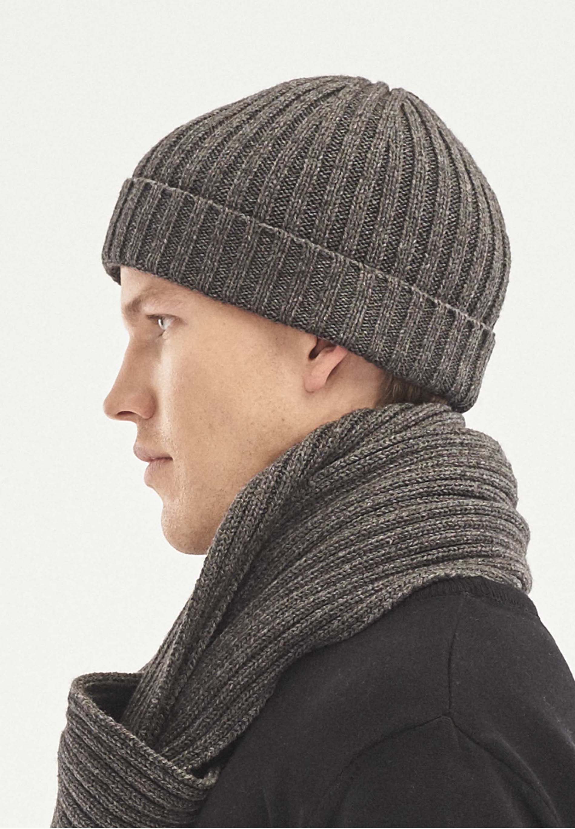 Strick-Beanie aus Bio-Merinowolle und Bio-Baumwolle