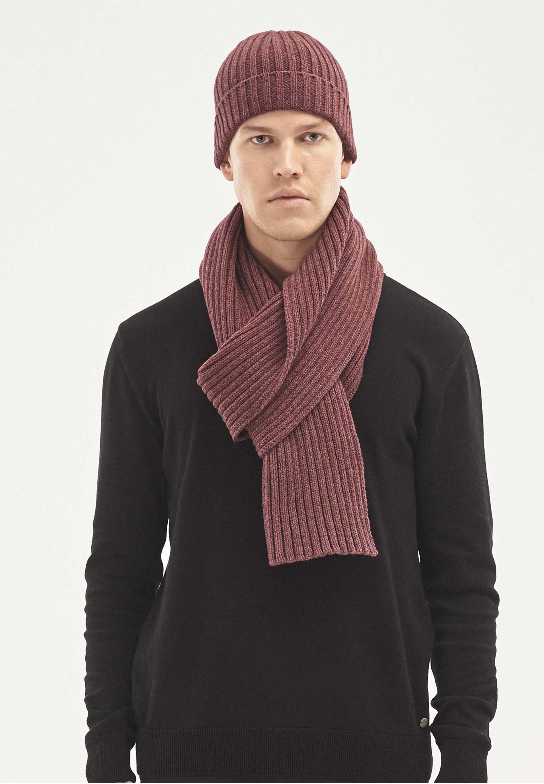 Strick-Beanie aus Bio-Merinowolle und Bio-Baumwolle