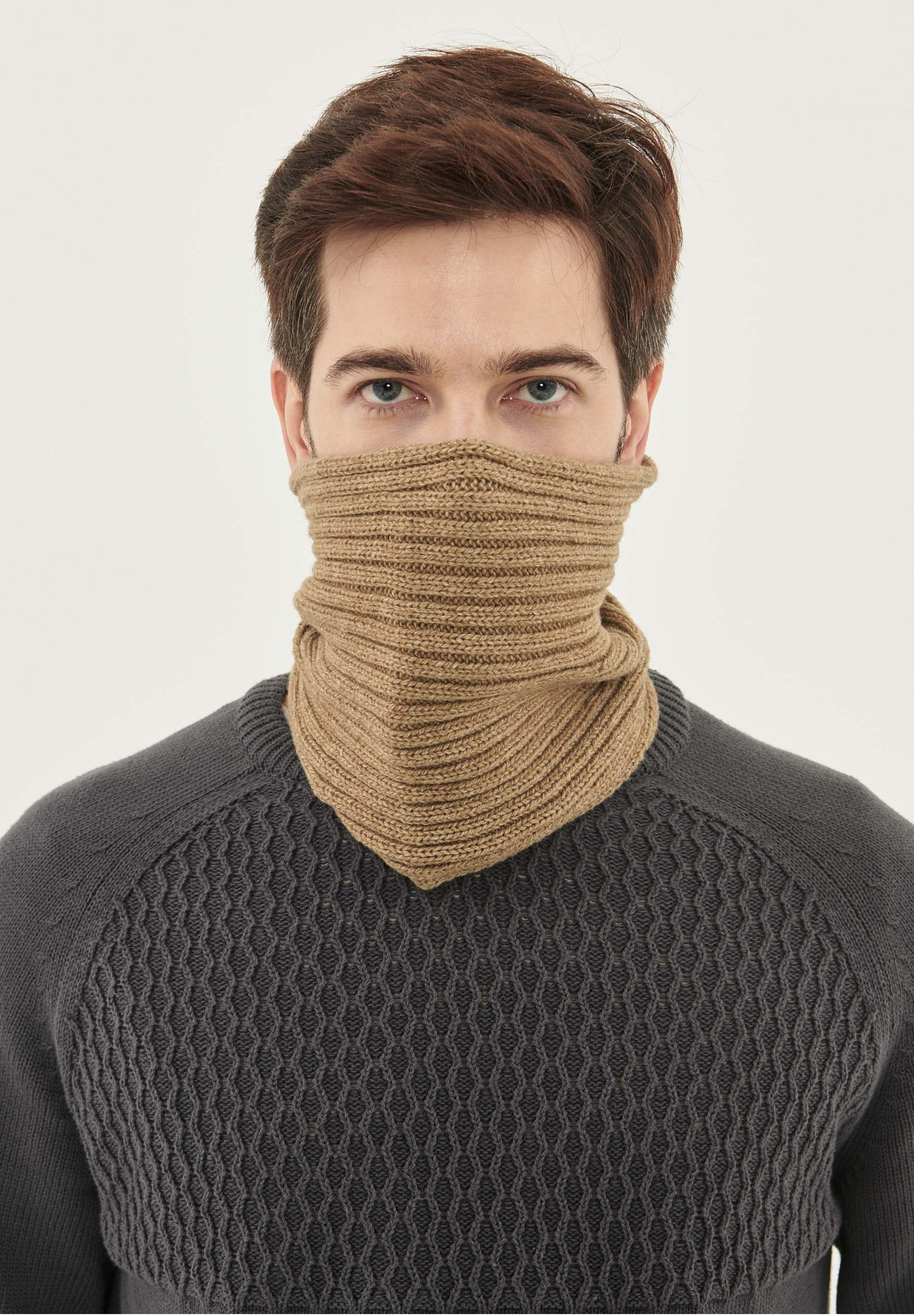 Unisex Strick Loop Schal aus Bio-Merinowolle und Bio-Baumwolle