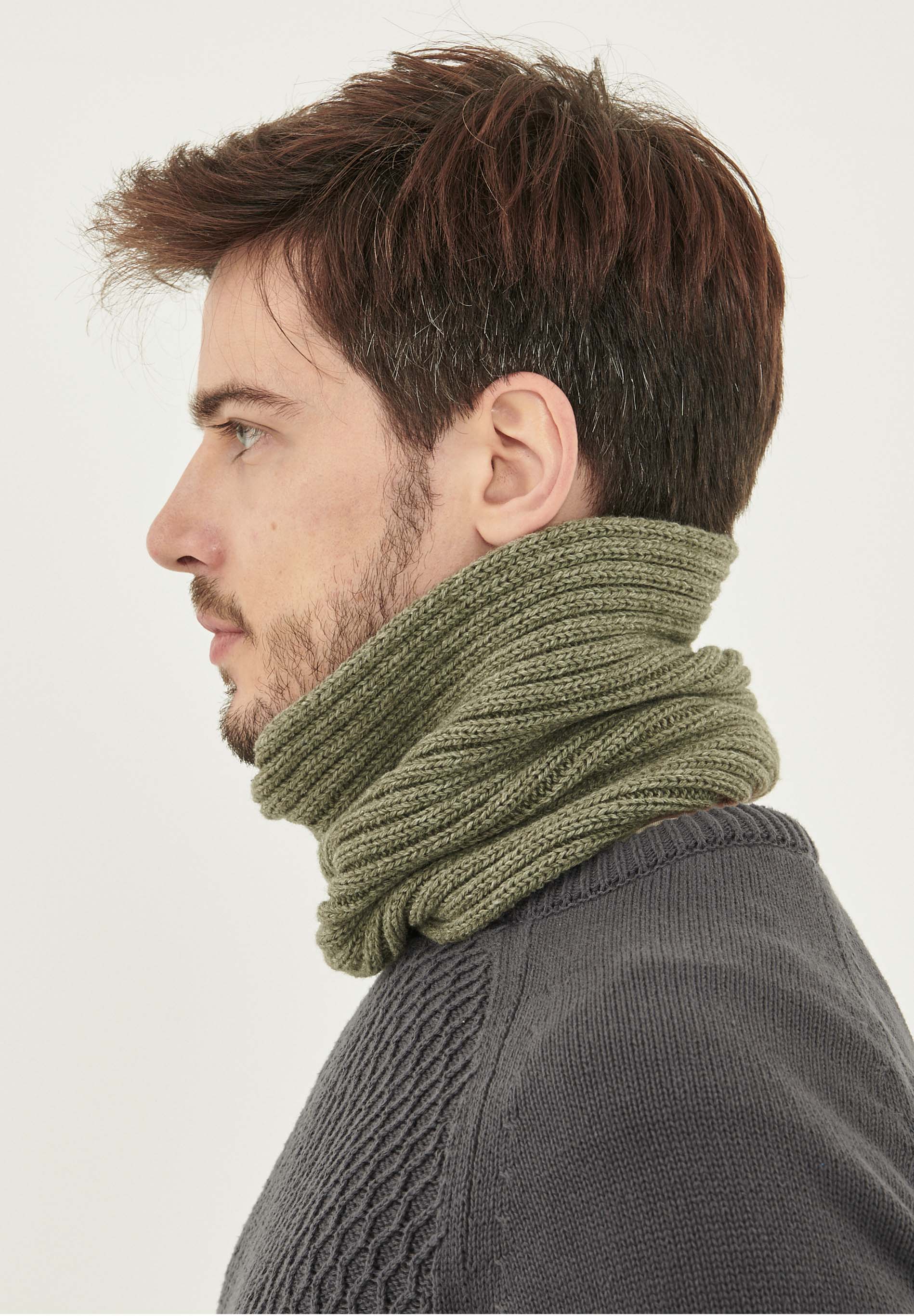 Unisex Strick Loop Schal aus Bio-Merinowolle und Bio-Baumwolle