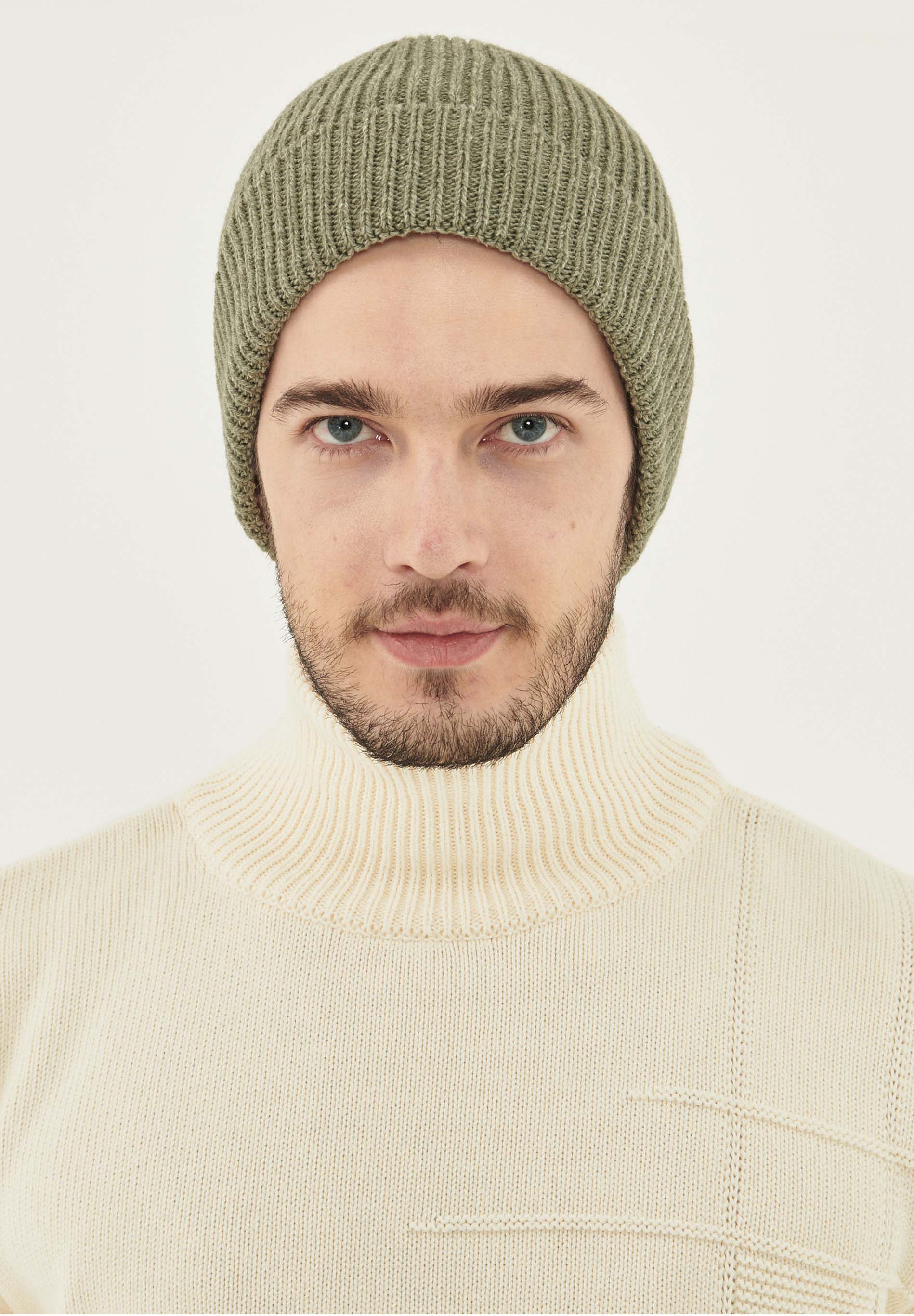 Unisex Strick-Beanie aus Bio-Merinowolle und Bio-Baumwolle