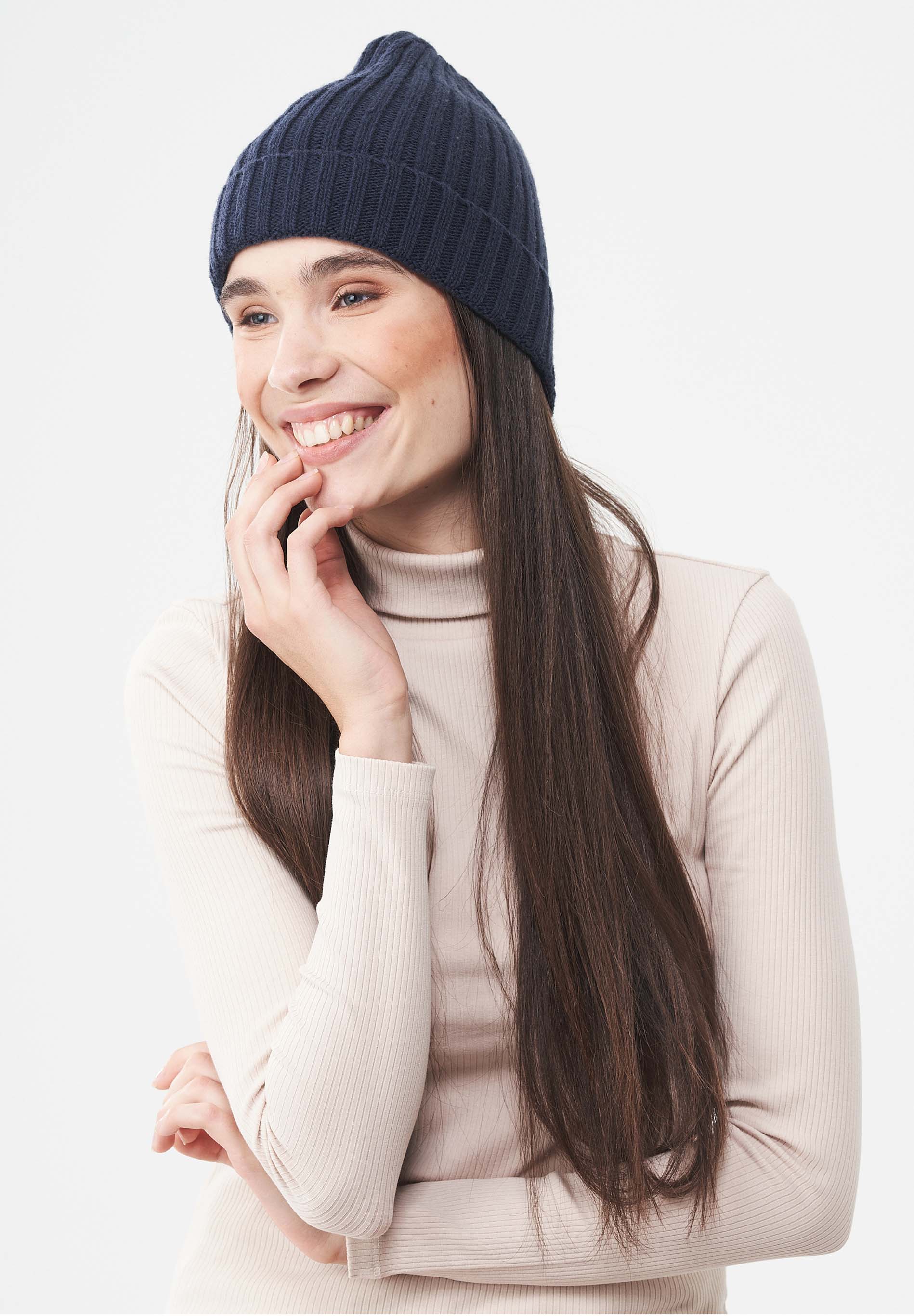 Unisex Strick-Beanie aus Bio-Merinowolle und Bio-Baumwolle