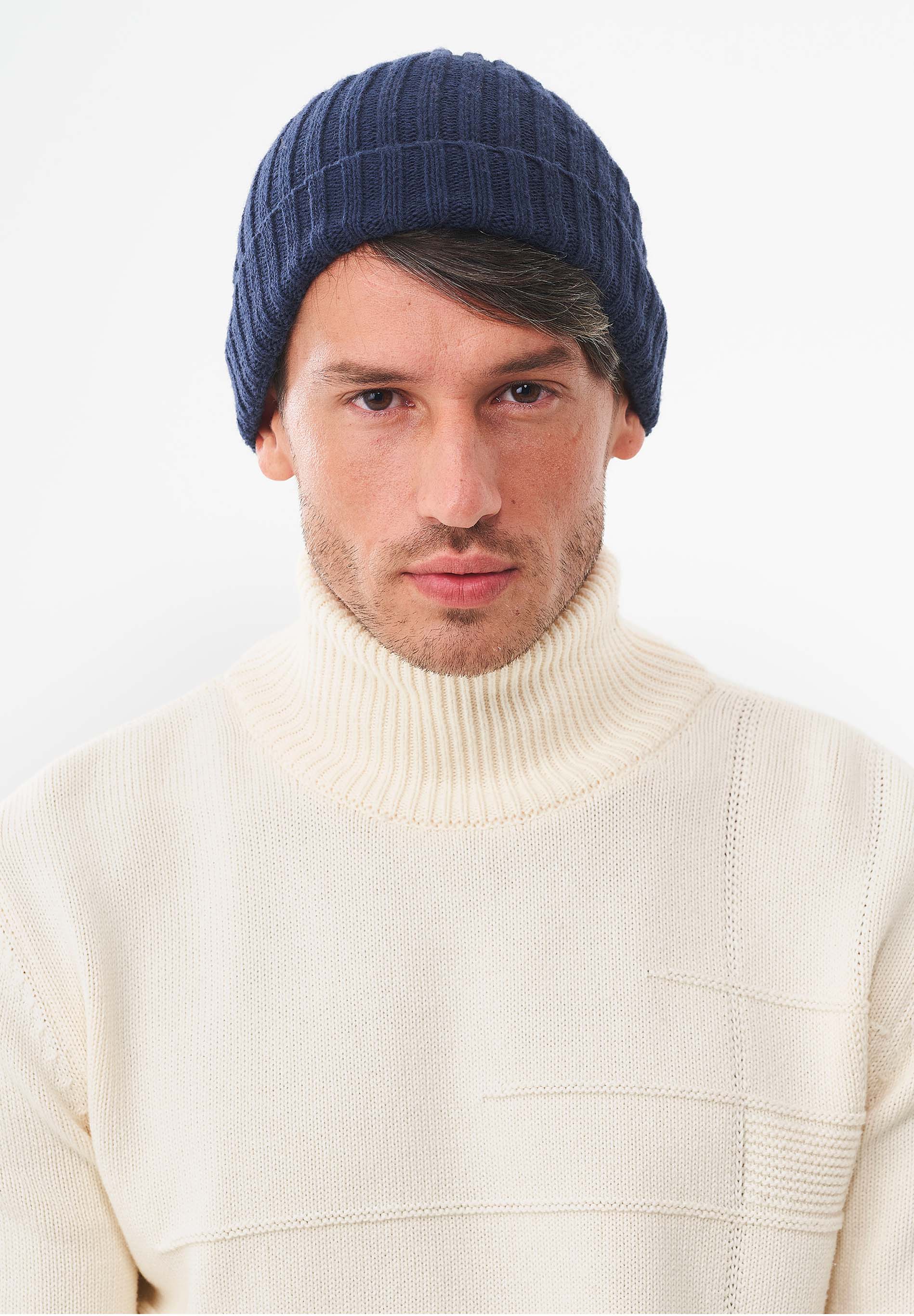 Unisex Strick-Beanie aus Bio-Merinowolle und Bio-Baumwolle