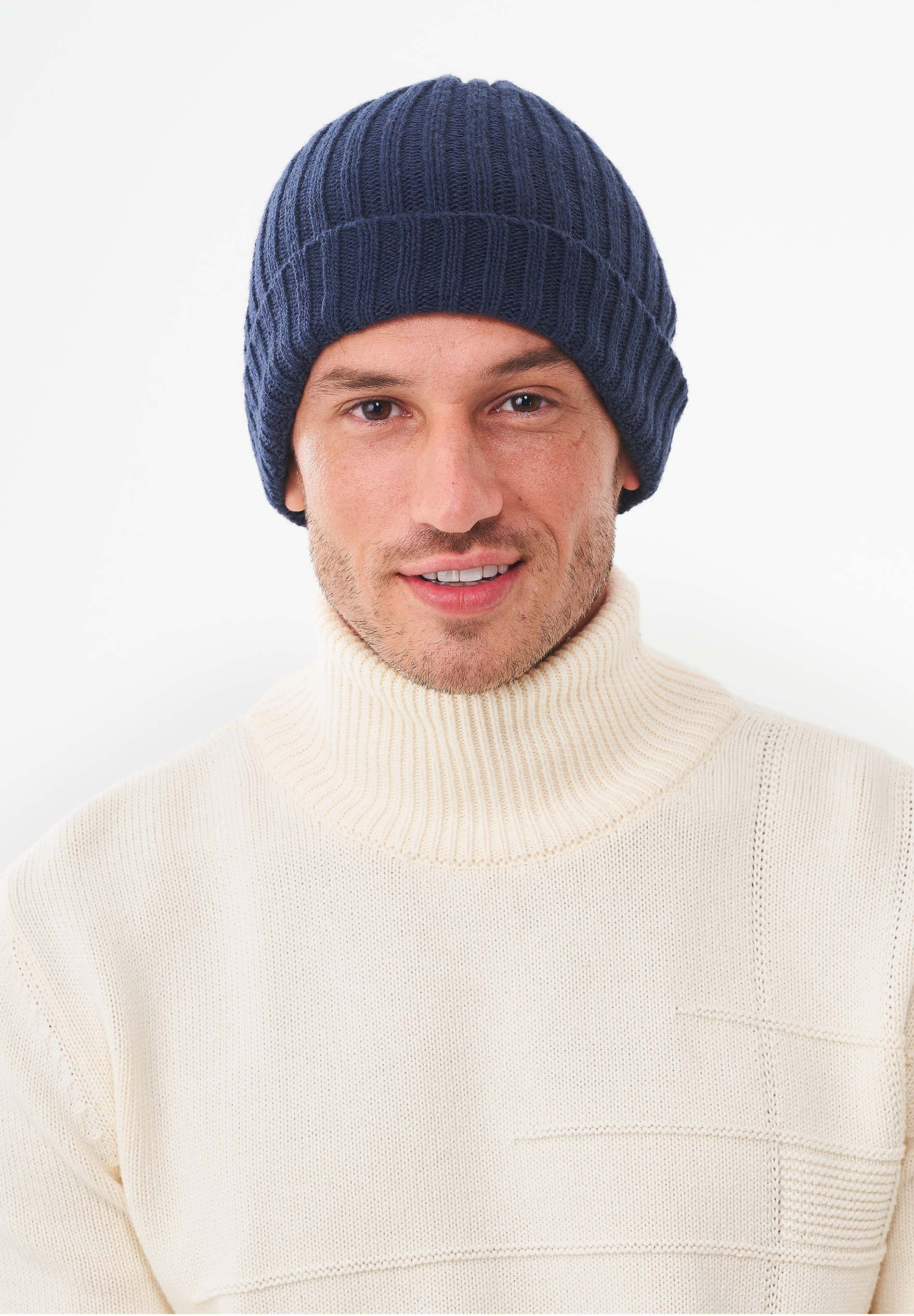 Unisex Strick-Beanie aus Bio-Merinowolle und Bio-Baumwolle