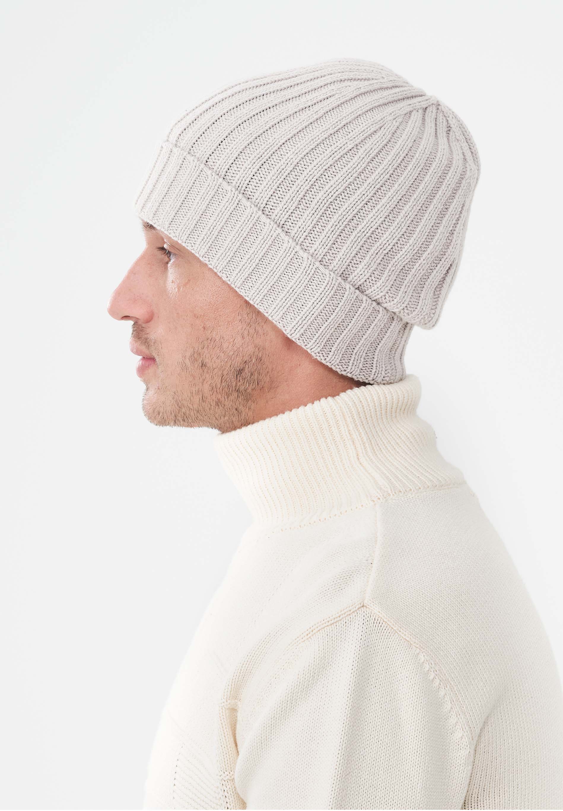 Unisex Strick-Beanie aus Bio-Merinowolle und Bio-Baumwolle