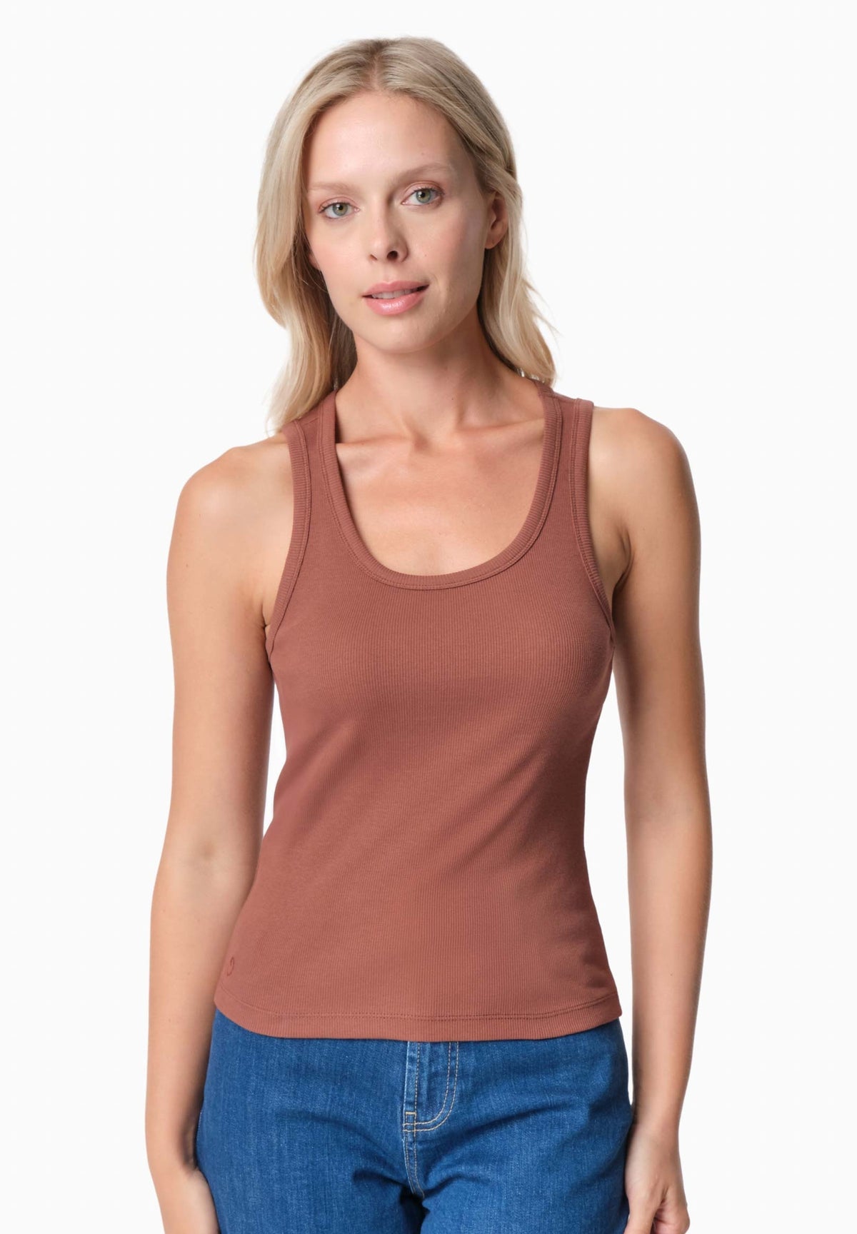 SOFFIA Rib Top aus Bio-Baumwolle – Coffee Brown