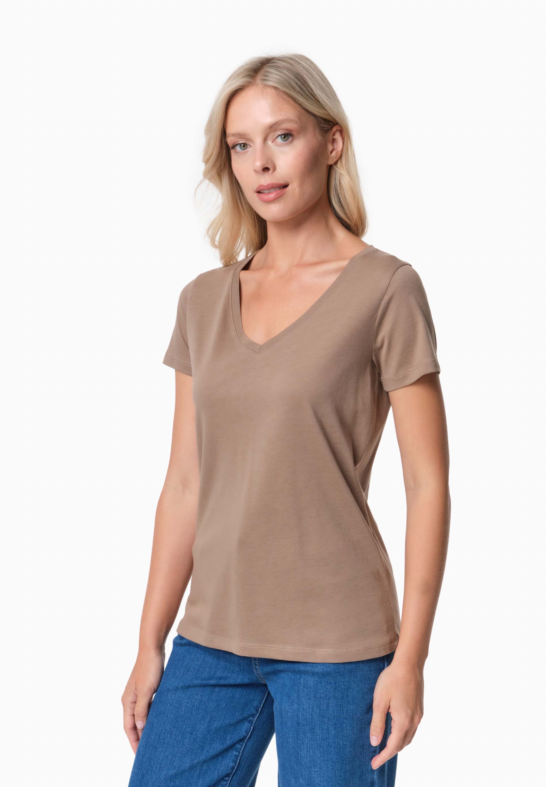 TAMARRA | T-Shirt aus TENCEL™ Modal und Bio-Baumwolle mit V-Ausschnitt