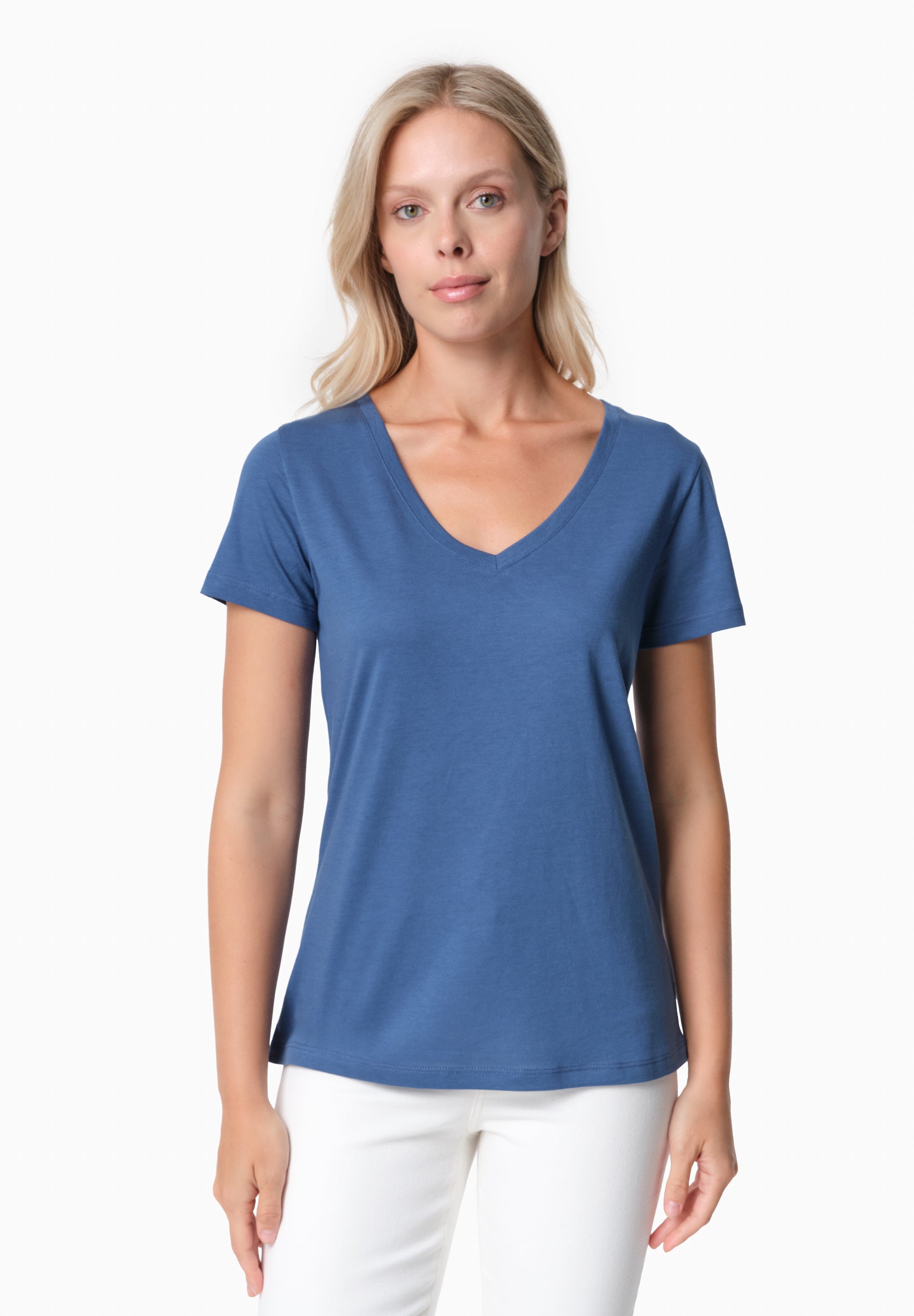TAMARRA | T-Shirt aus TENCEL™ Modal und Bio-Baumwolle mit V-Ausschnitt