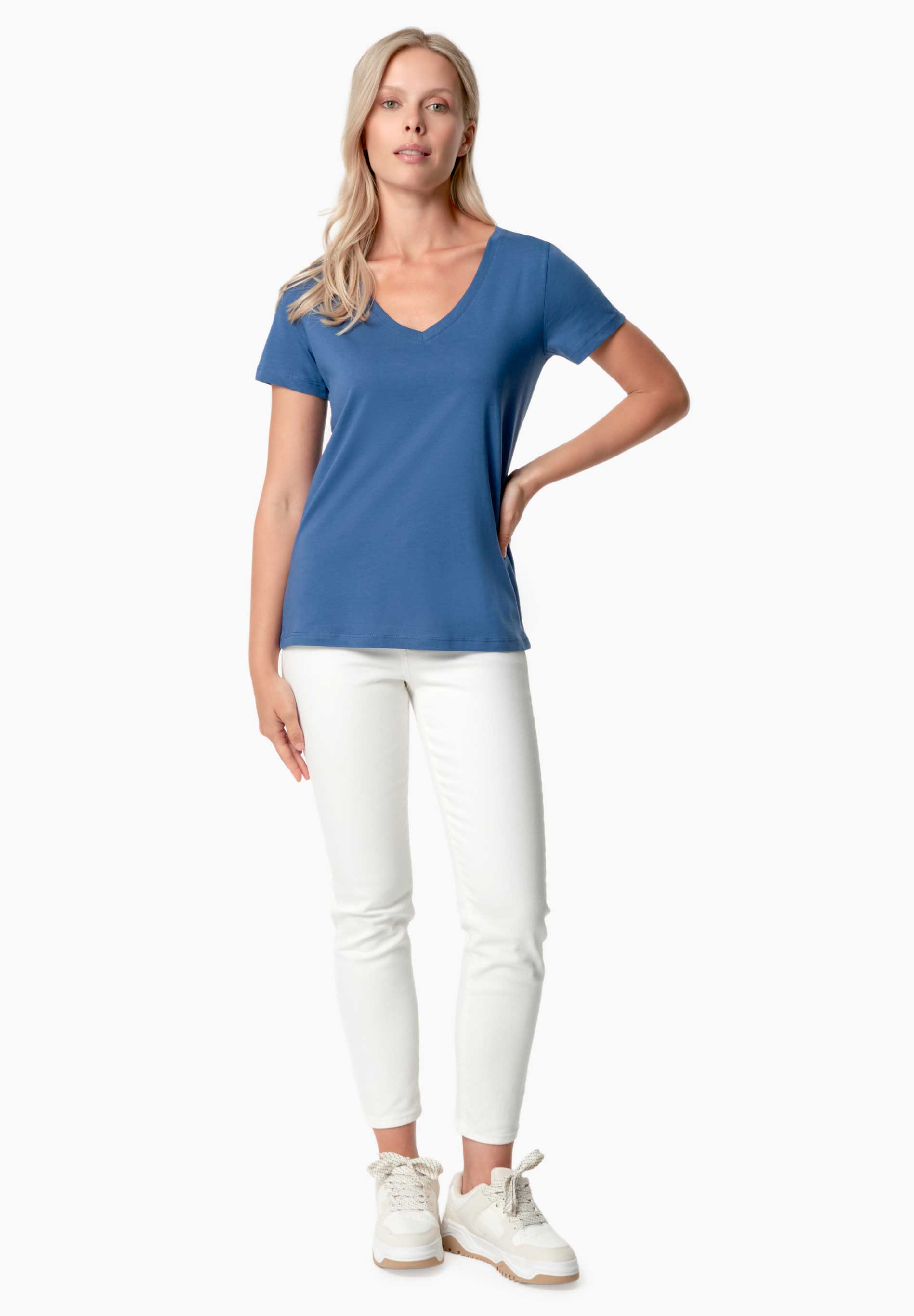 TAMARRA | T-Shirt aus TENCEL™ Modal und Bio-Baumwolle mit V-Ausschnitt
